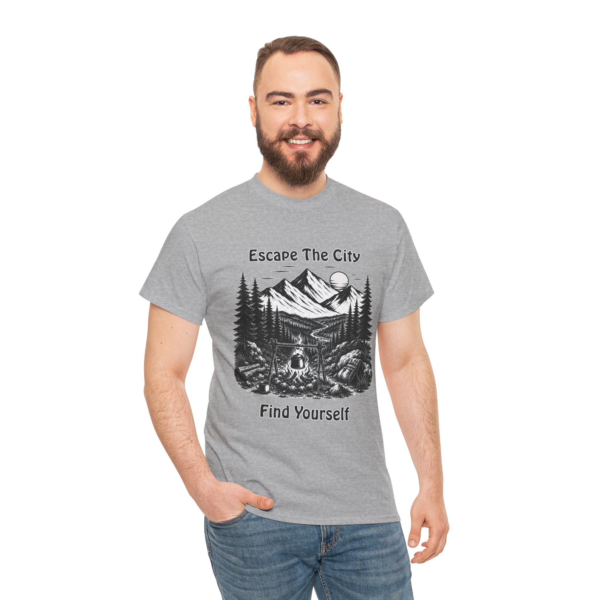 Escape The City Find Yourself T Shirt – Vintage Mountain Camping Hiking Adventure Tee