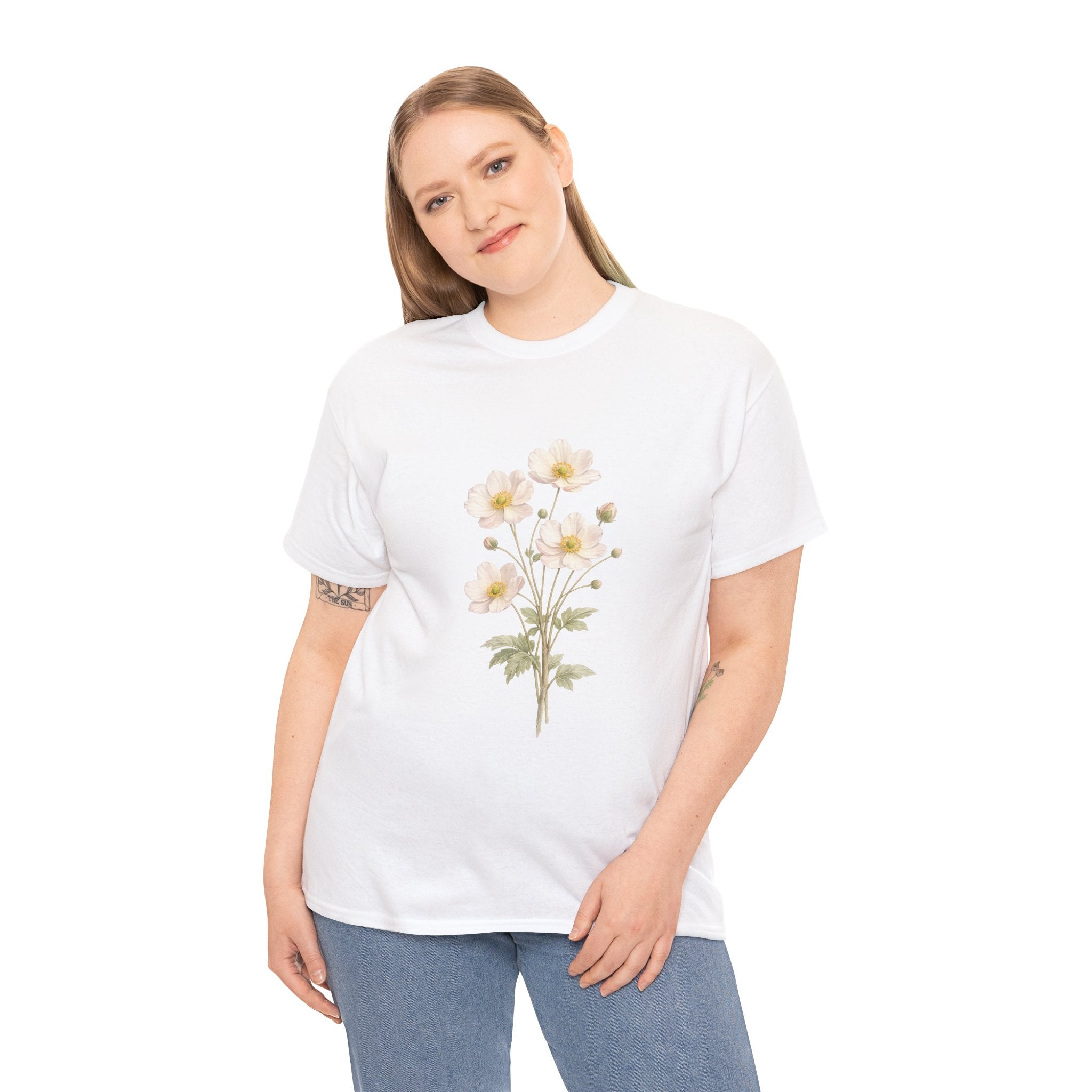 Japanese Anemone Floral T Shirt – Vintage Botanical Wildflower Graphic Tee for Nature Lovers