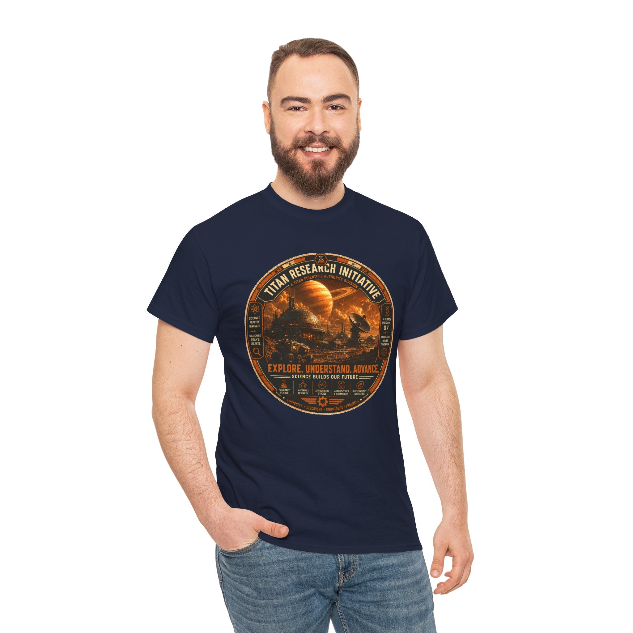 Titan Research Initiative T Shirt – Retro Sci Fi Space Exploration Graphic Tee