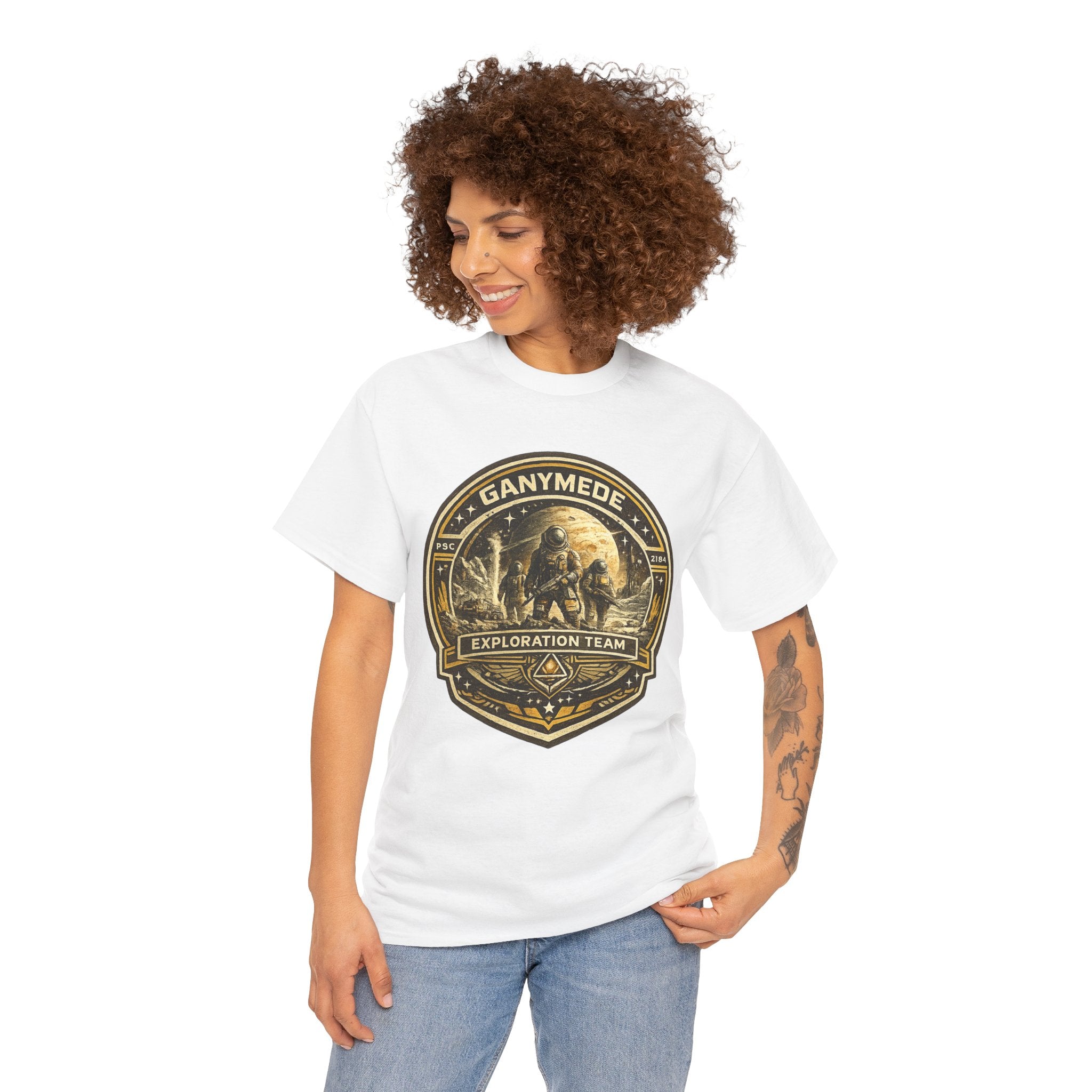 Ganymede Exploration Team T Shirt – Retro Sci Fi Space Mission Graphic Tee