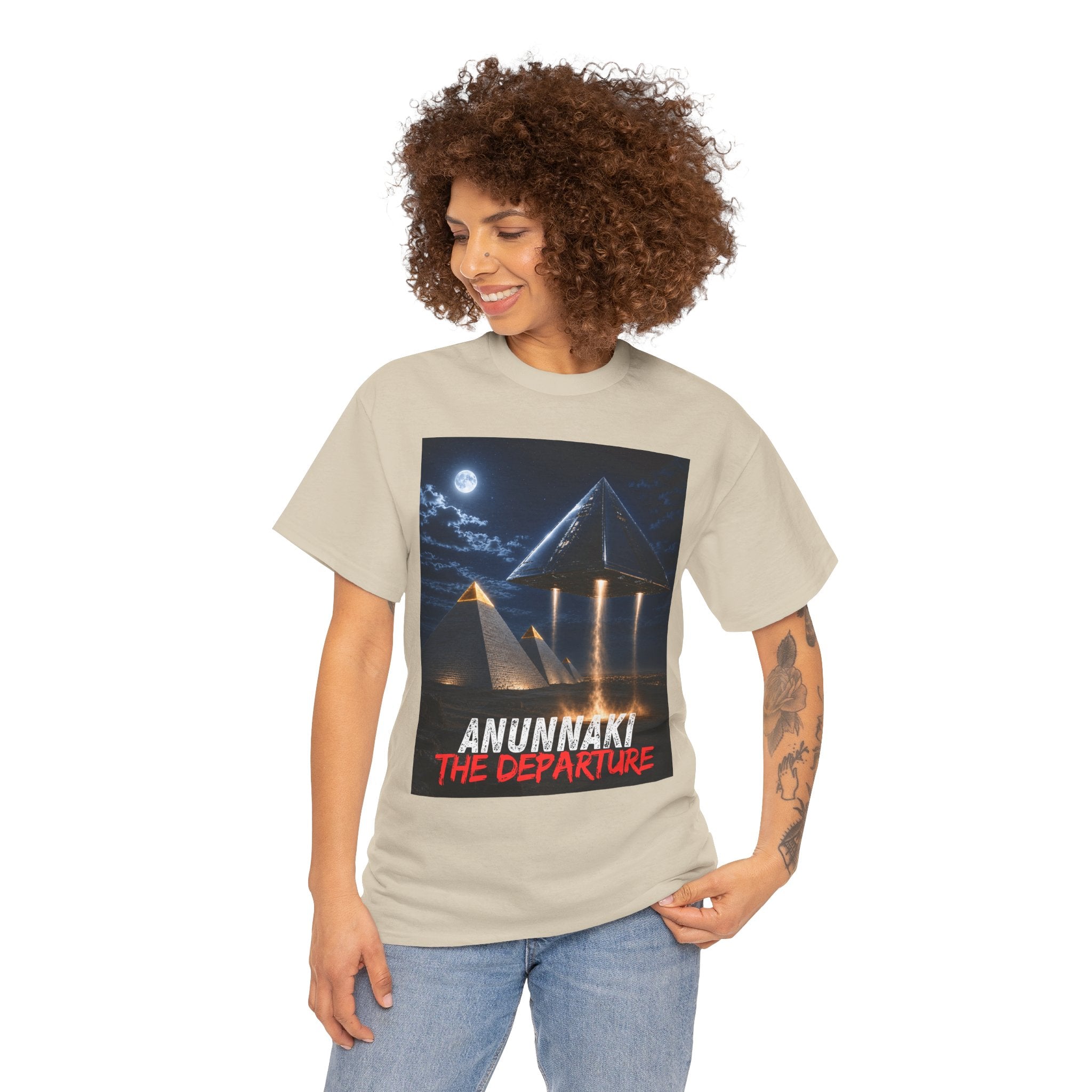 Anunnaki The Departure T-Shirt – Ancient Alien UFO Pyramid Sci-Fi Graphic Tee