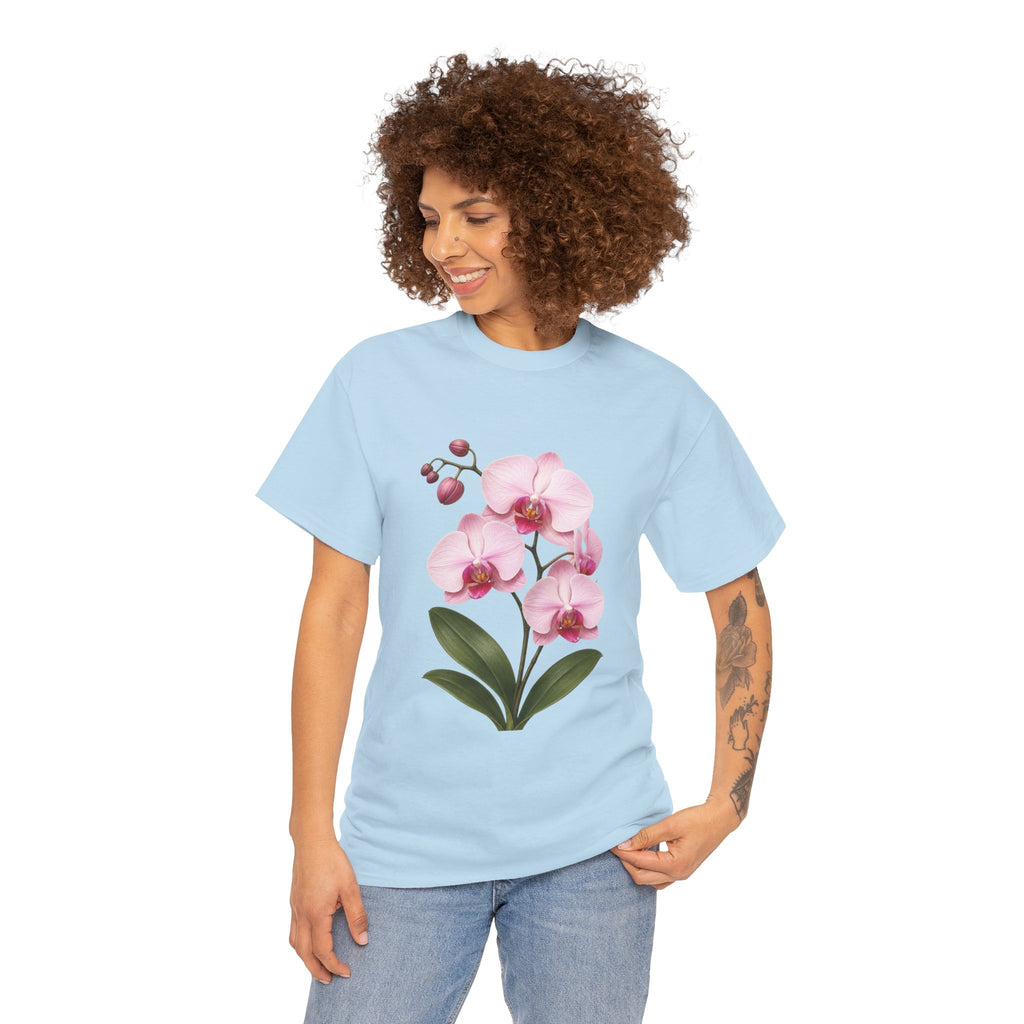 Pink Orchid Flower T Shirt – Elegant Botanical Floral Graphic Tee for Nature Lovers