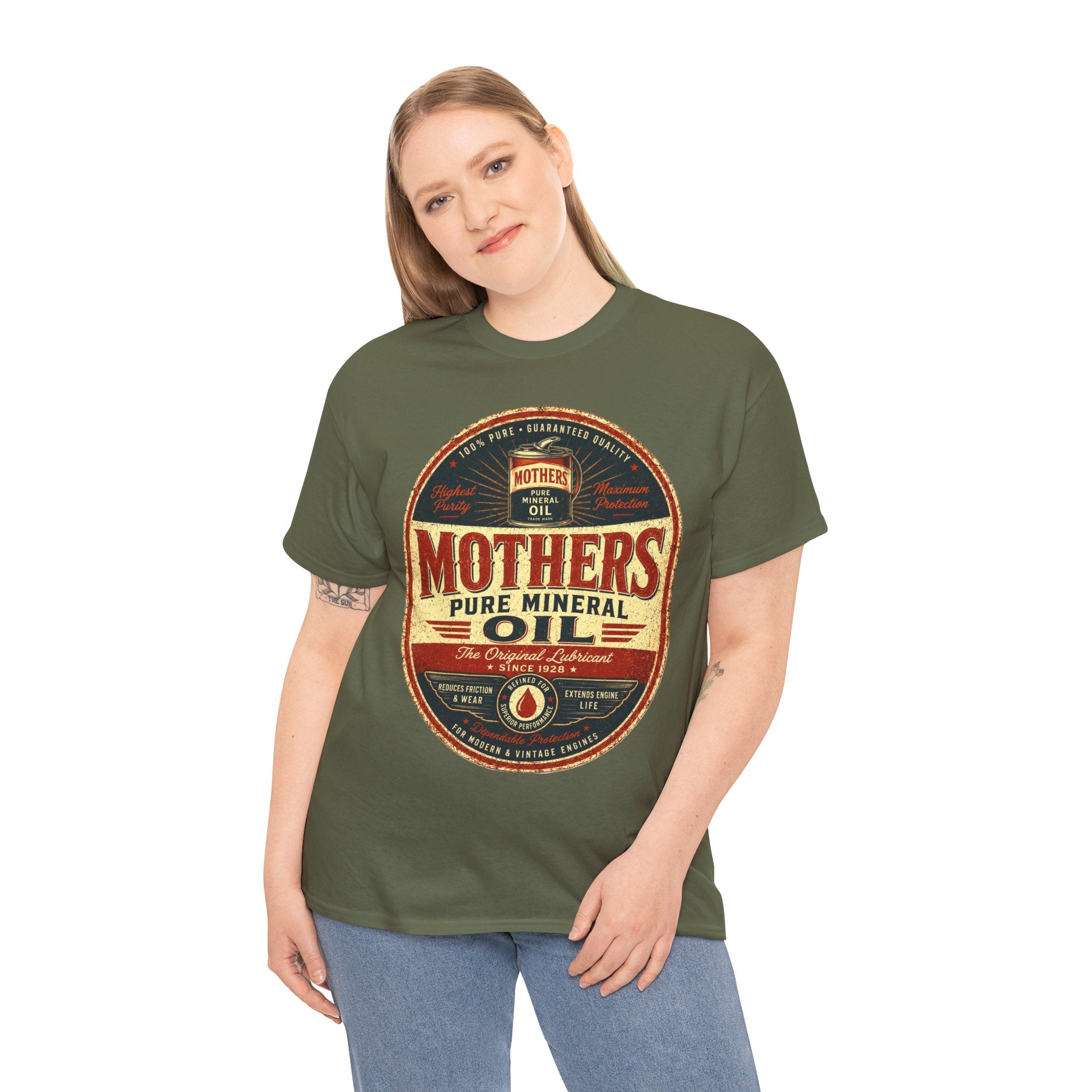 Mothers Pure Mineral Oil Vintage T Shirt – Retro Automotive Garage Graphic Tee for Car Enthusiasts