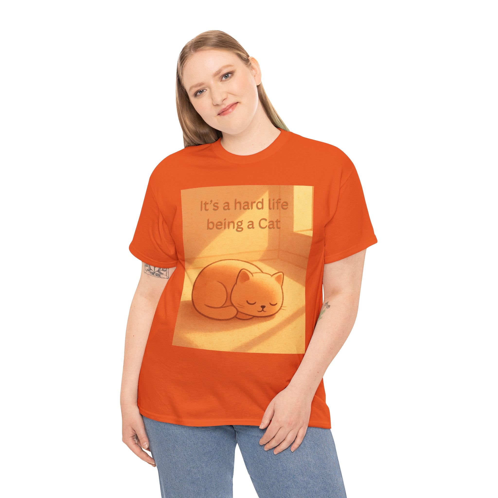 Funny Sleeping Cat T Shirt – It’s a Hard Life Being a Cat Cozy Cat Graphic Tee