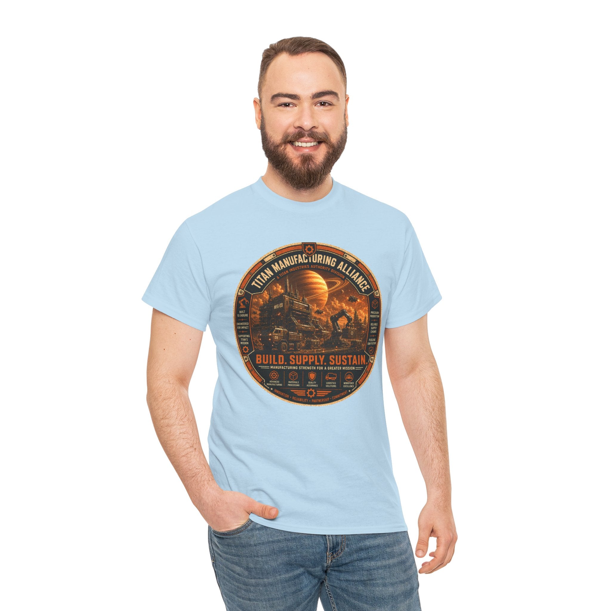 Titan Manufacturing Alliance T Shirt – Retro Industrial Sci Fi Graphic Tee
