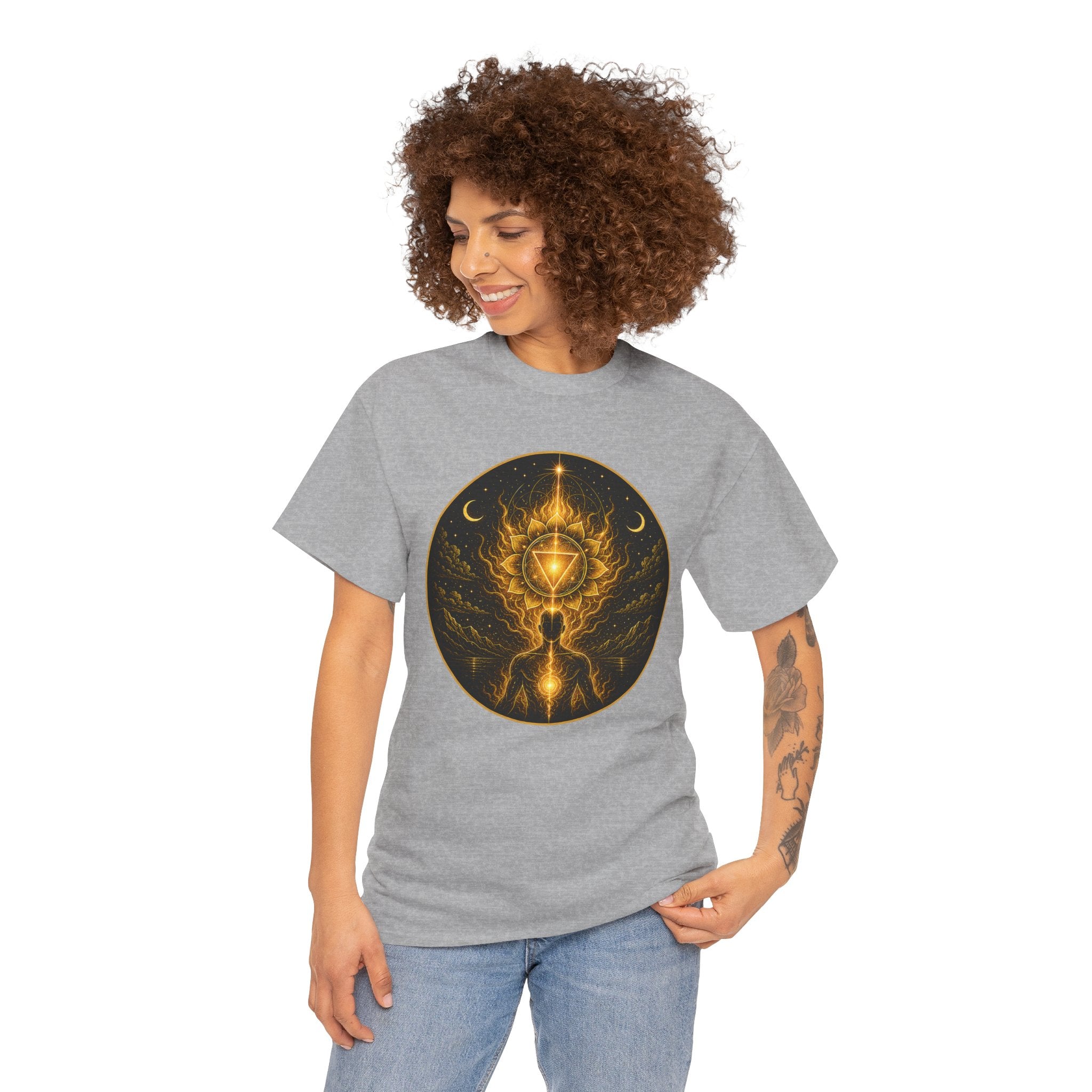 Solar Plexus Fire Illustrated T-Shirt – Chakra Energy Sacred Geometry Graphic Tee