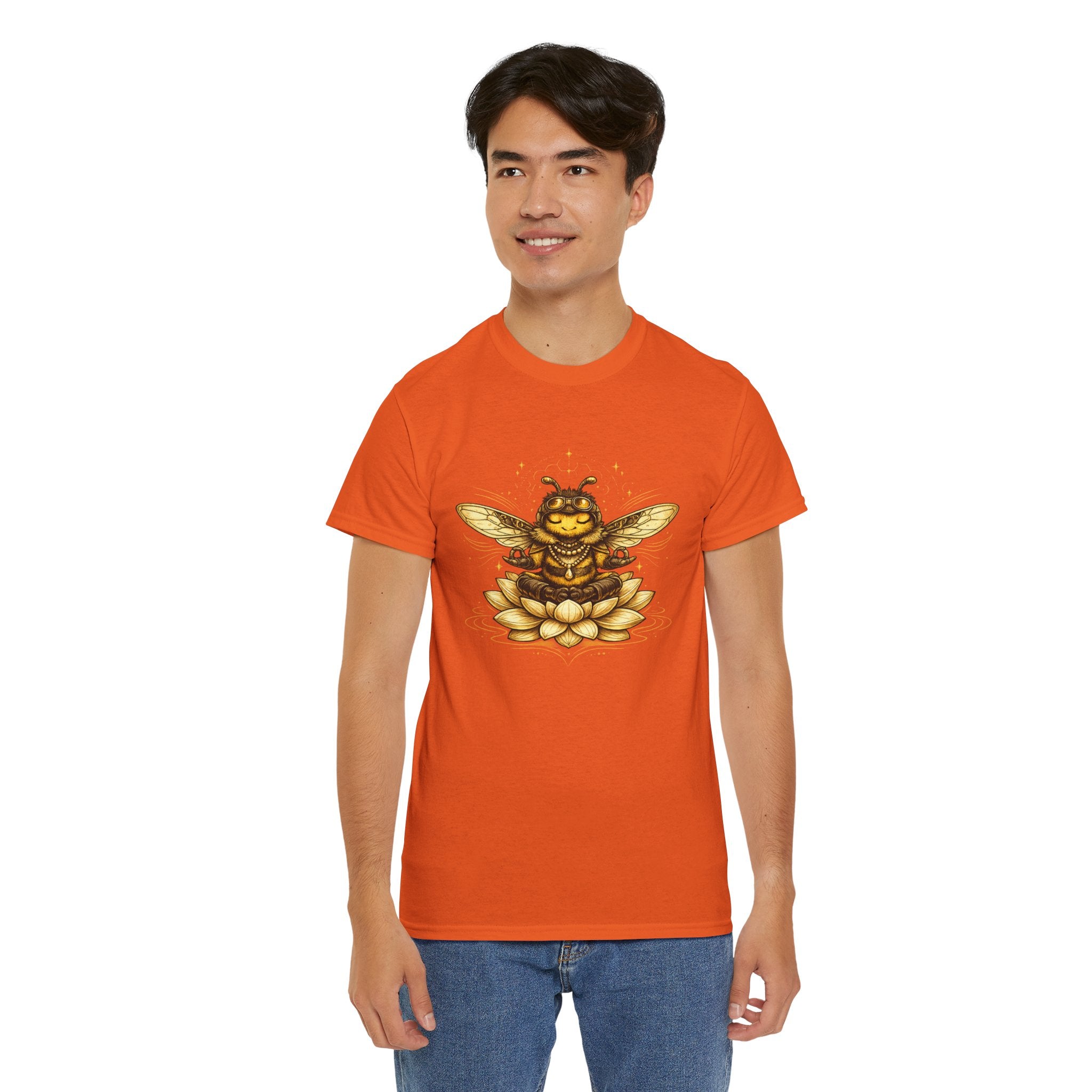 Zen Bee Lotus T Shirt – Golden Meditation Bee Graphic Tee