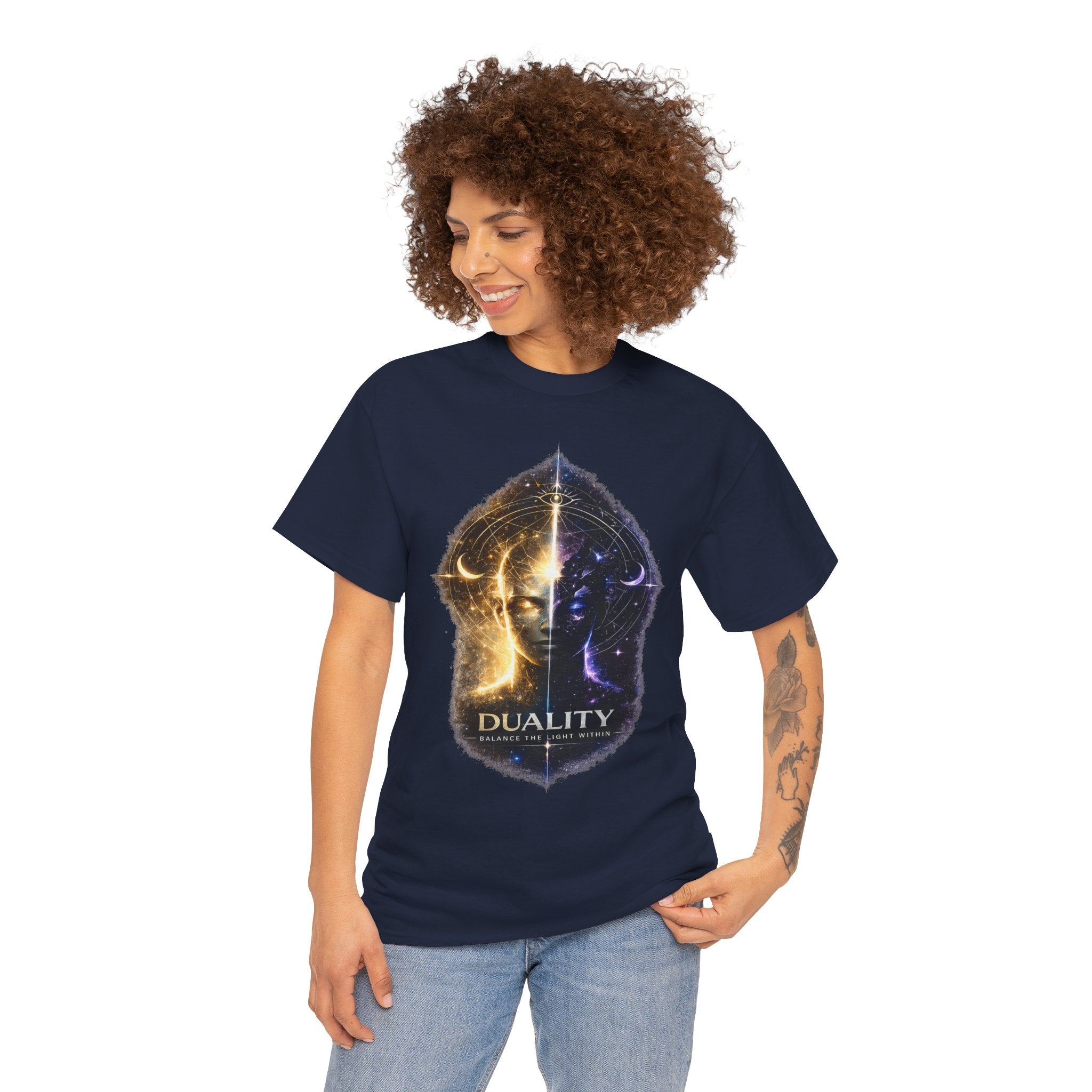 Duality Balance The Light Within T Shirt – Spiritual Meditation Cosmic Graphic Tee