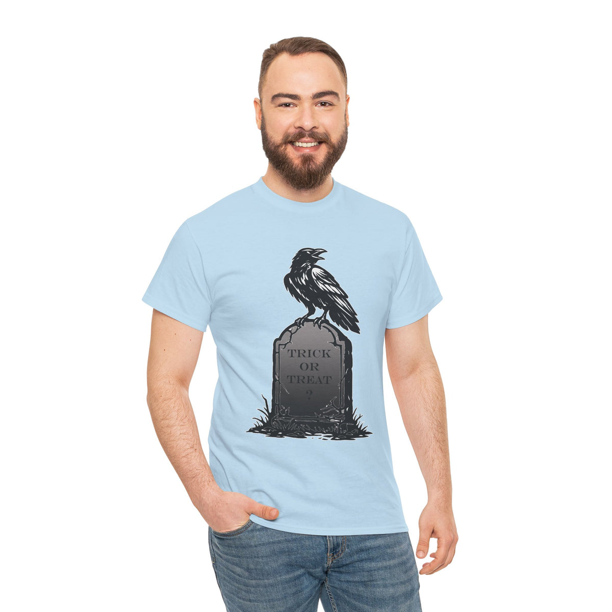 Raven Headstone Halloween Graphic T-Shirt | WildOrbit
