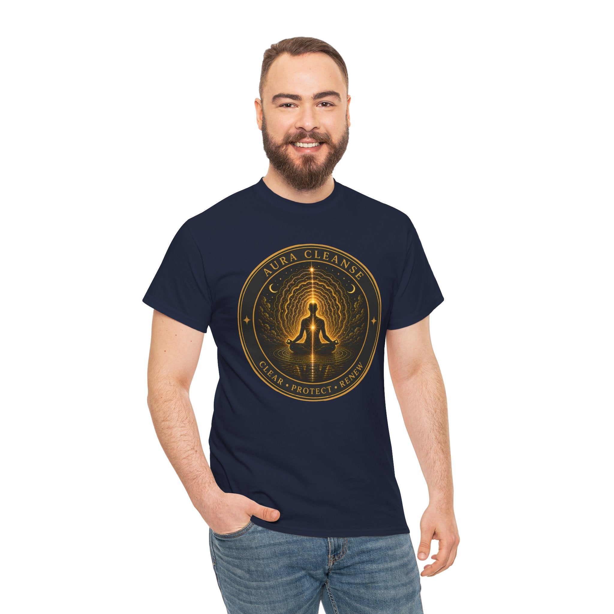 Aura Cleanse Badge T-Shirt – Meditation Energy Field Graphic Tee
