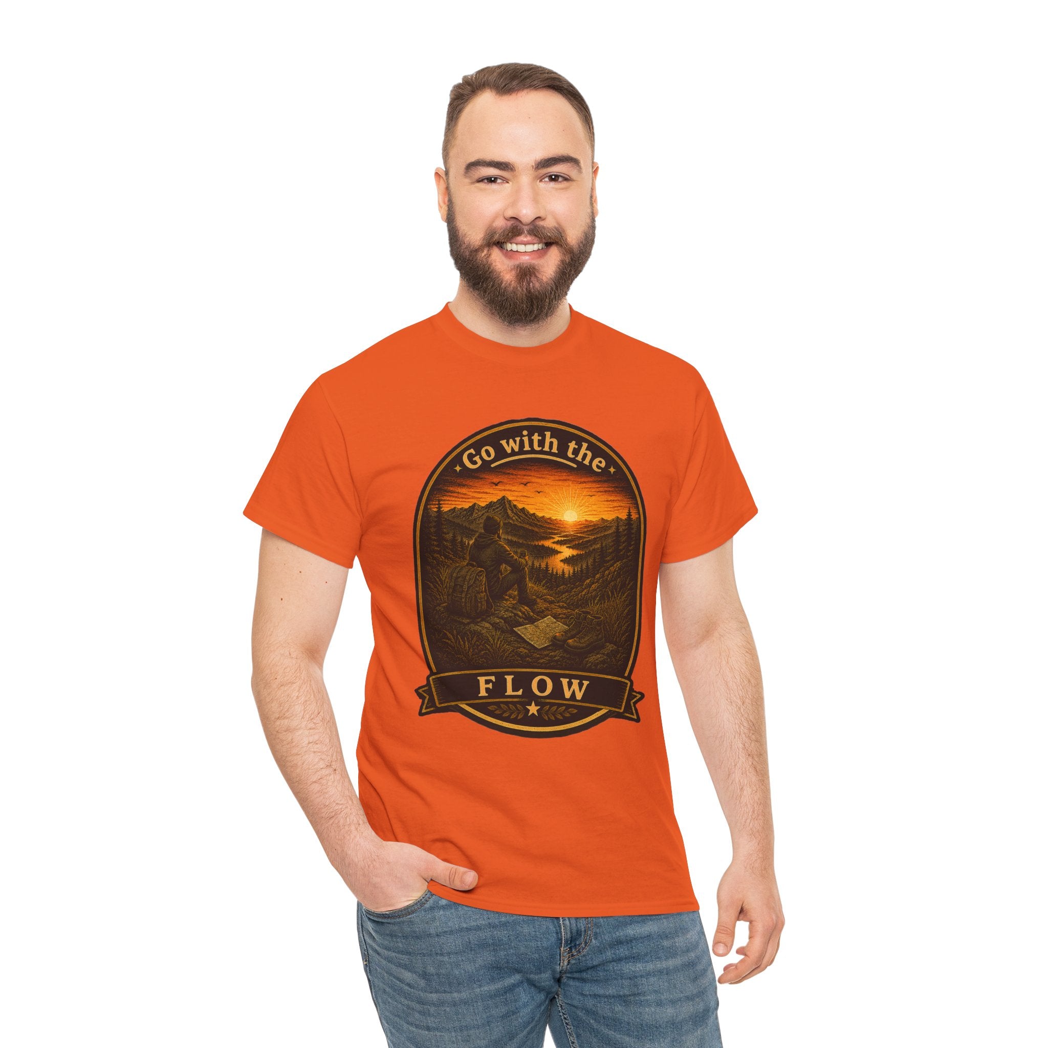 Go With the Flow Hiking T Shirt – Vintage Mountain Adventure Outdoor Graphic Tee
