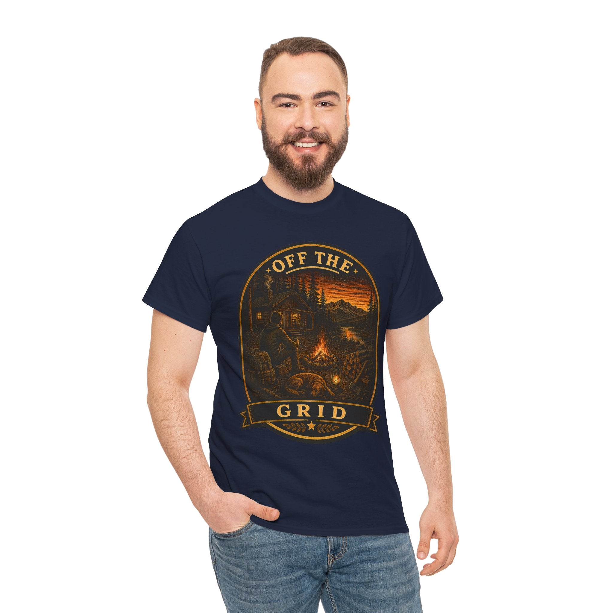 Off The Grid Camping T Shirt – Vintage Outdoor Campfire Adventure Graphic Tee