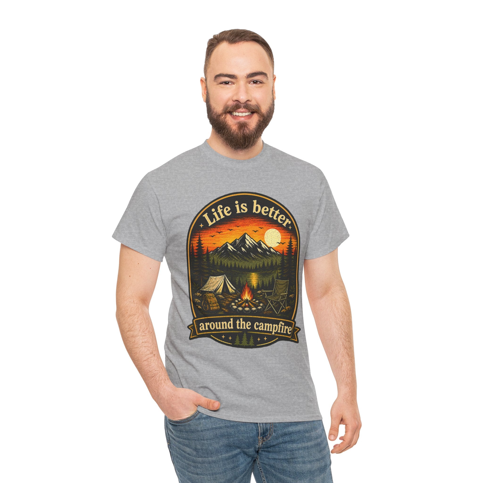 Life Is Better Around the Campfire T Shirt – Vintage Camping Graphic Tee for Hikers & Outdoor Lovers