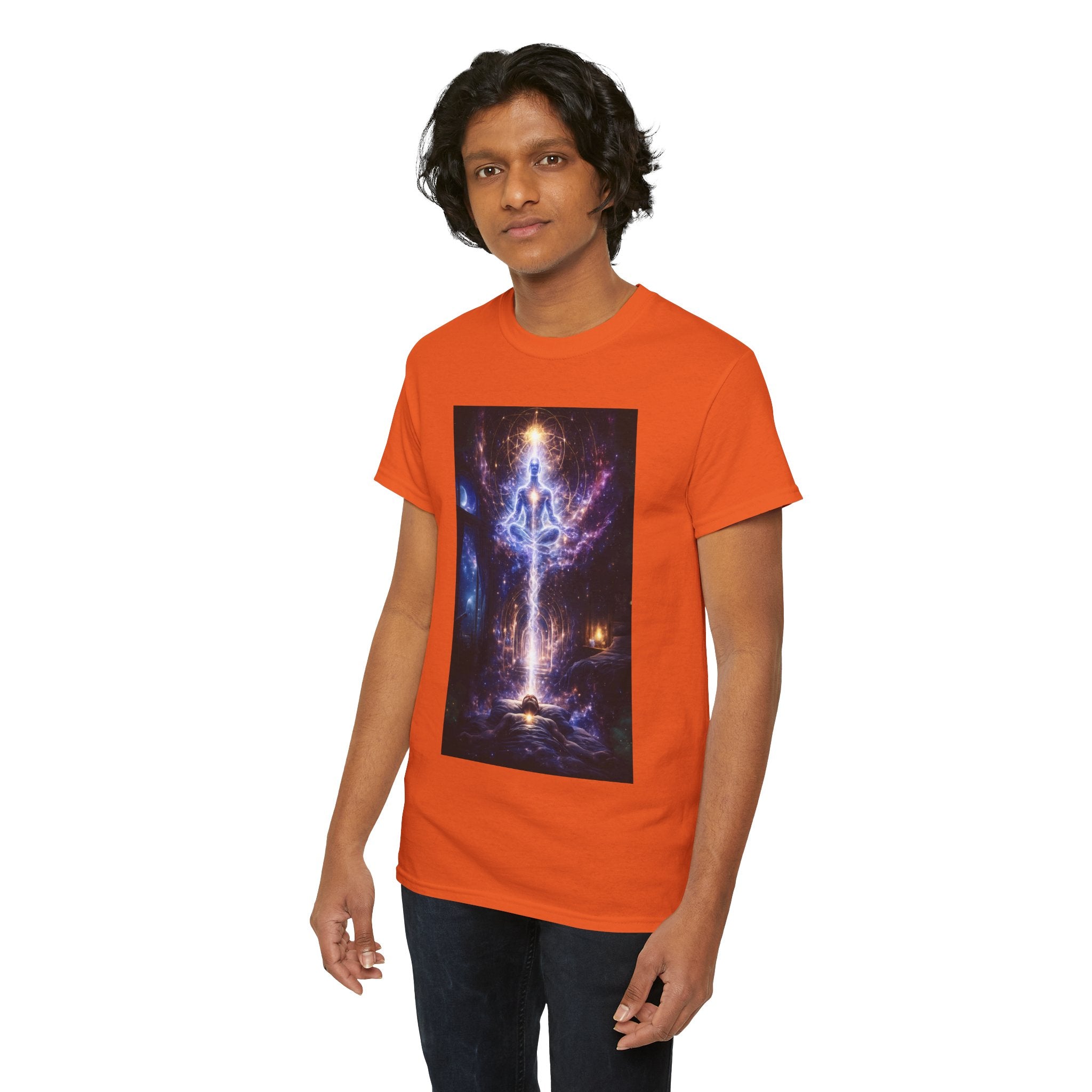 The Observer Spiritual Ascension T Shirt – Cosmic Meditation & Aura Art Graphic Tee