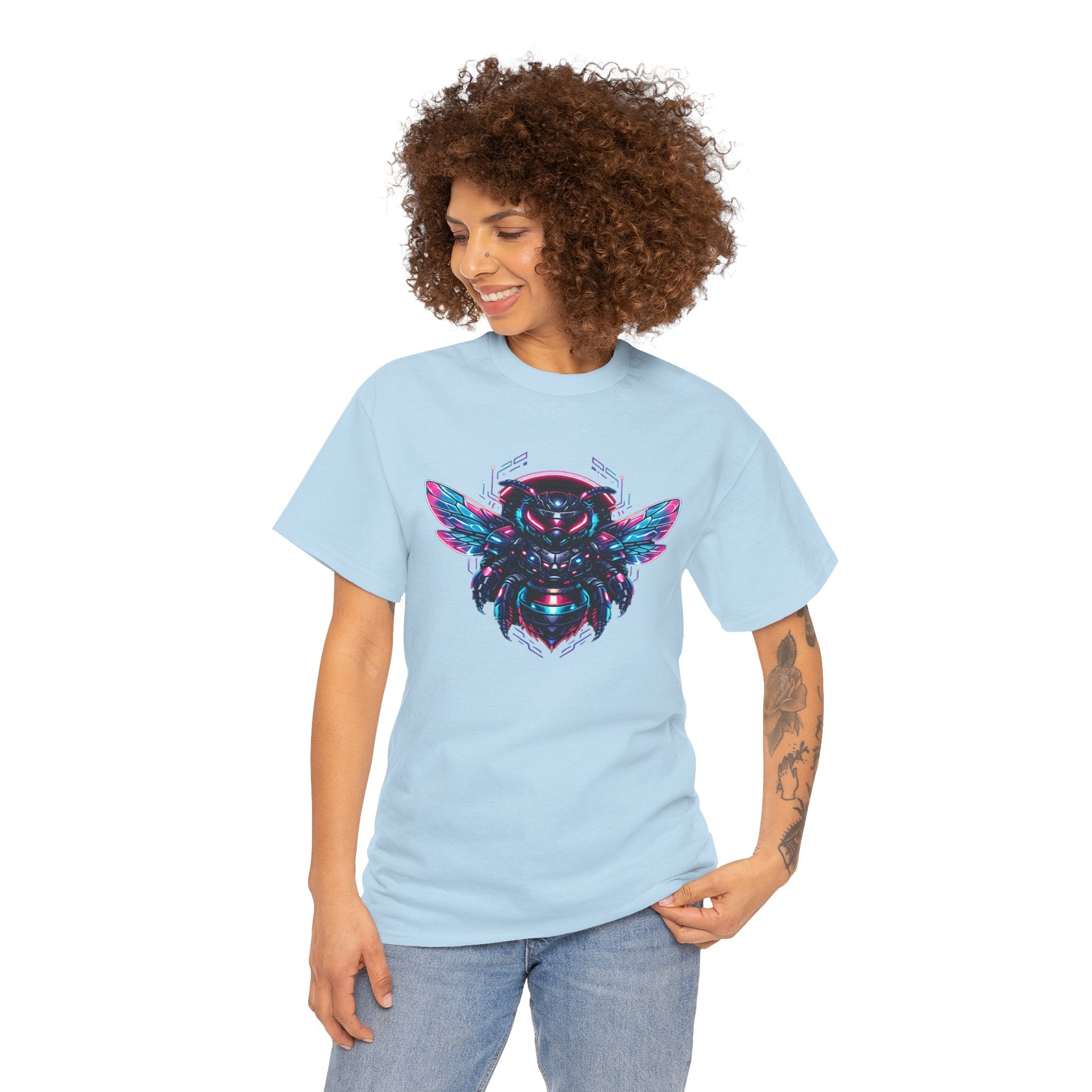 Cyberpunk Bee T Shirt – Neon Futuristic Bee Graphic Tee