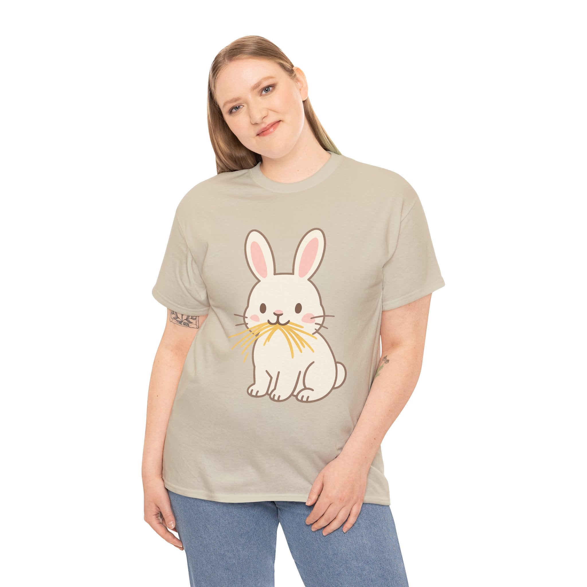 Cute Bunny Eating Hay T Shirt – Adorable Cartoon Rabbit Graphic Tee