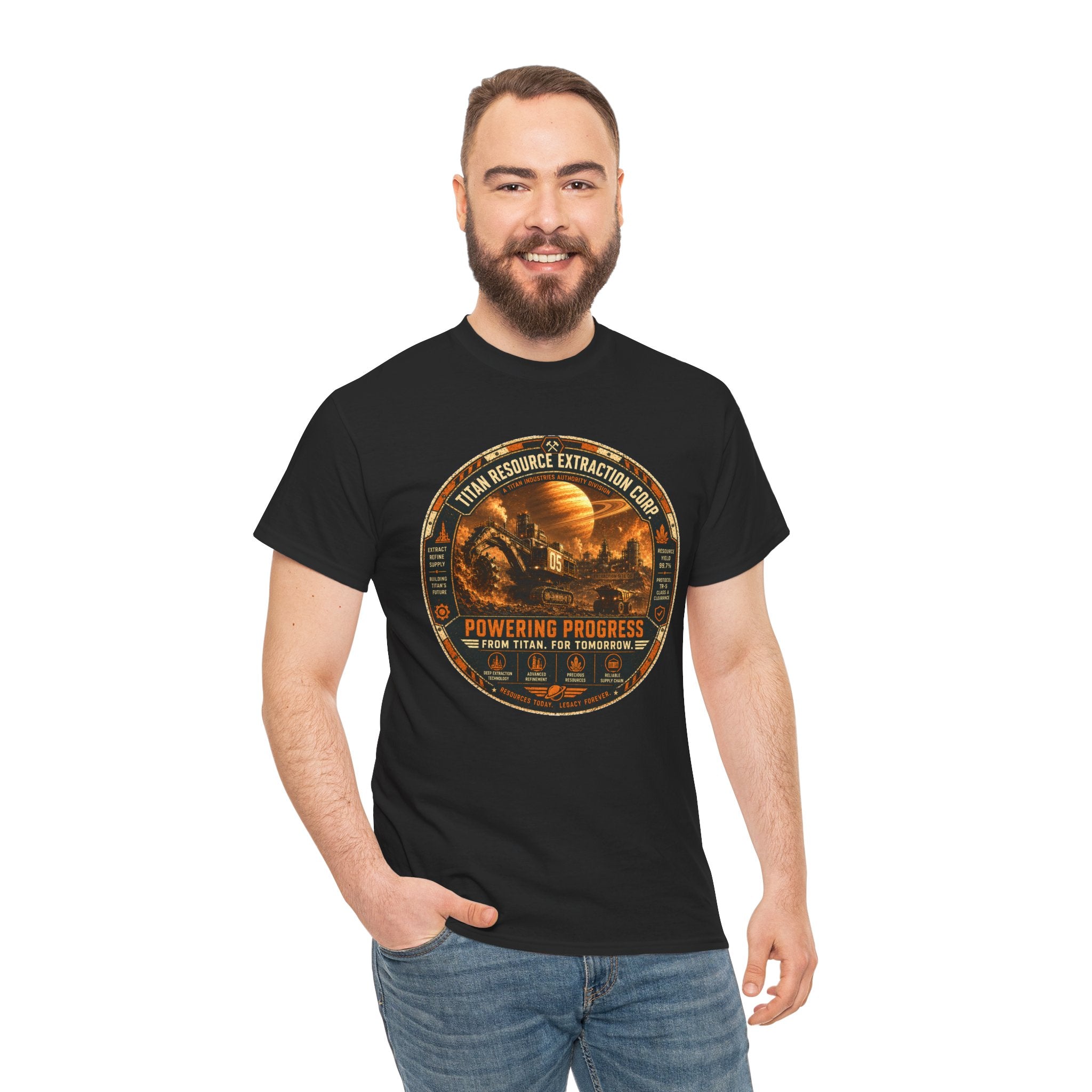 Titan Resource Extraction Corp T Shirt – Retro Sci Fi Space Mining Graphic Tee
