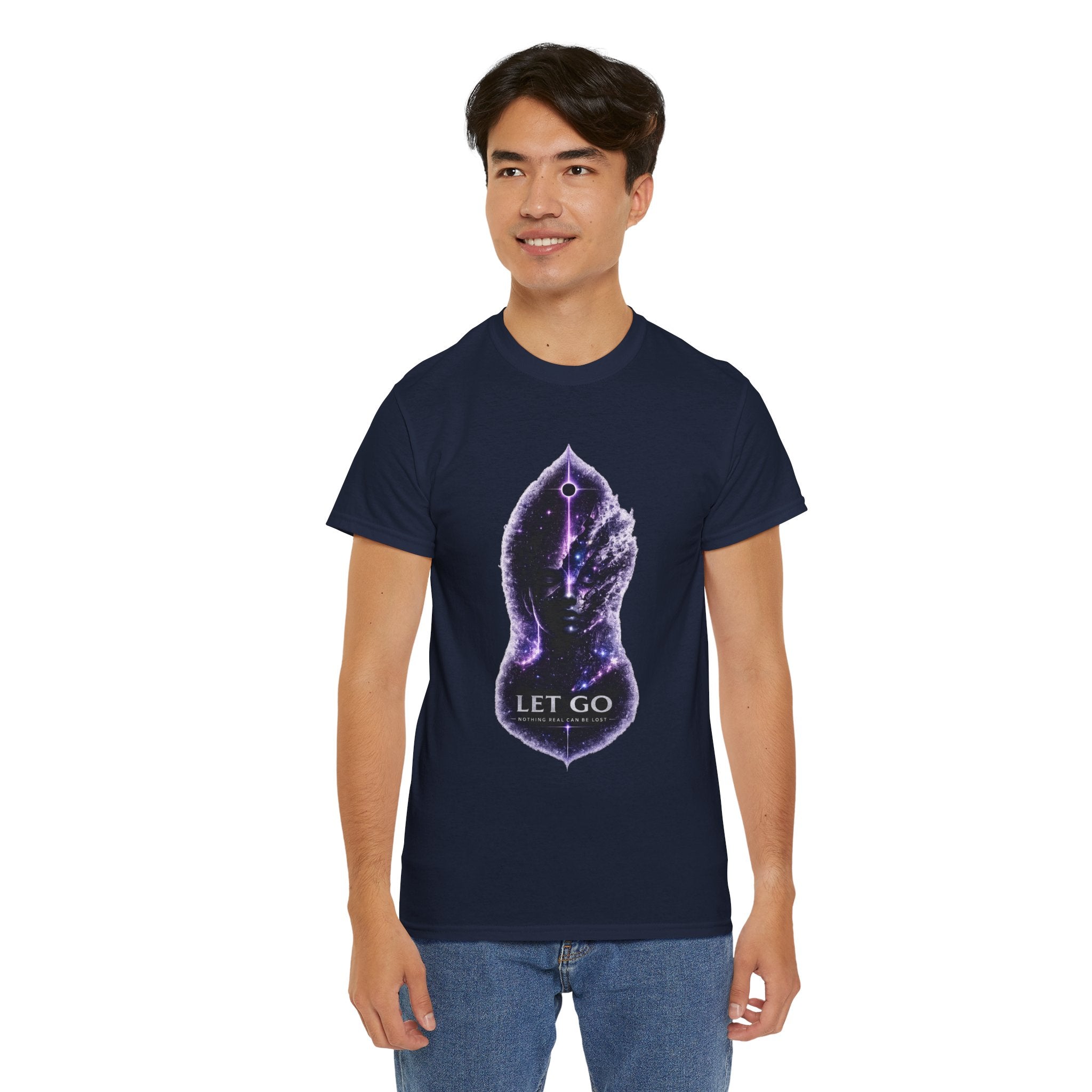 Let Go Spiritual Meditation T Shirt – Cosmic Mindfulness Graphic Tee