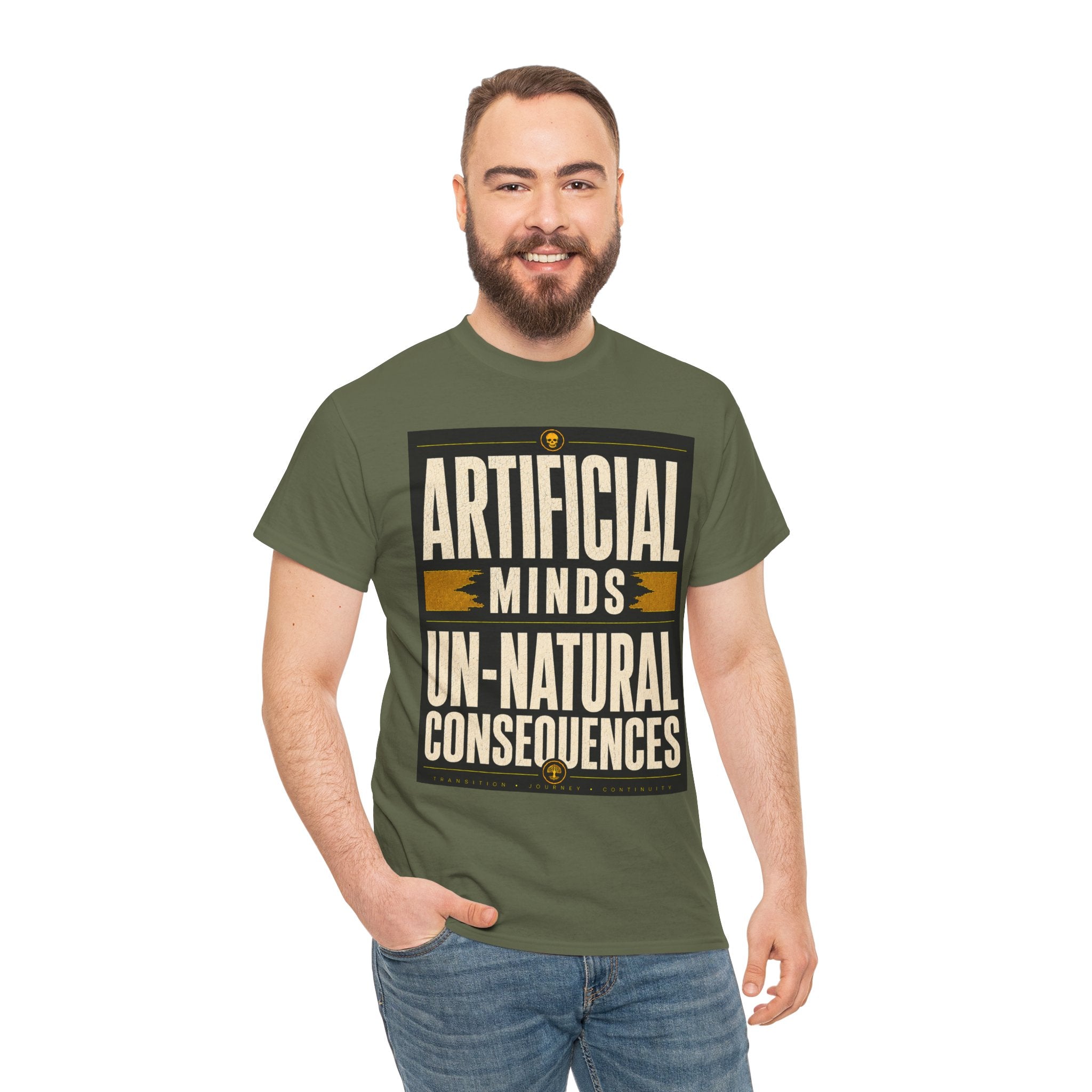 Artificial Minds Un Natural Consequences T Shirt – Retro Anti AI Philosophy Graphic Tee