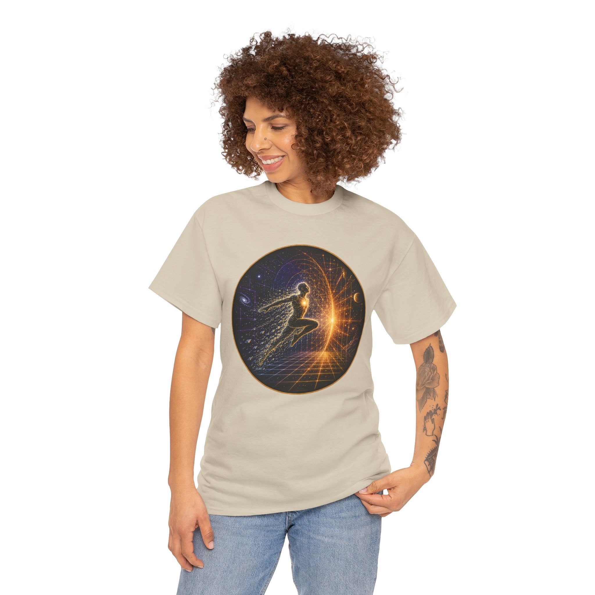 Quantum Leap Illustrated T-Shirt – Cosmic Transformation Graphic Tee