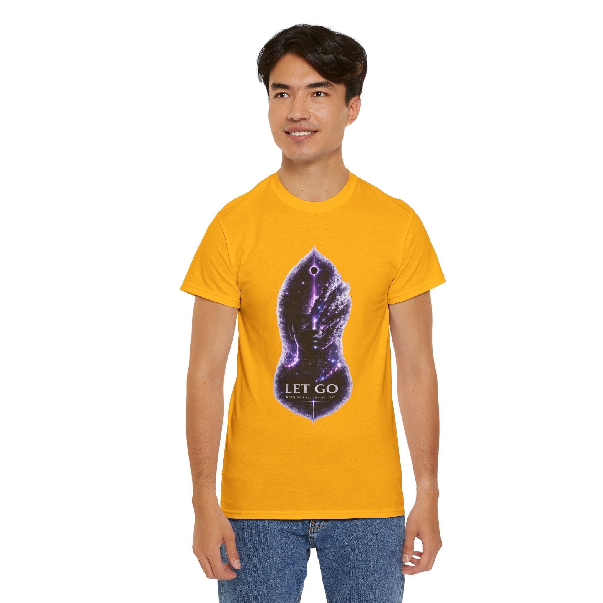 Let Go Spiritual Meditation T Shirt – Cosmic Mindfulness Graphic Tee