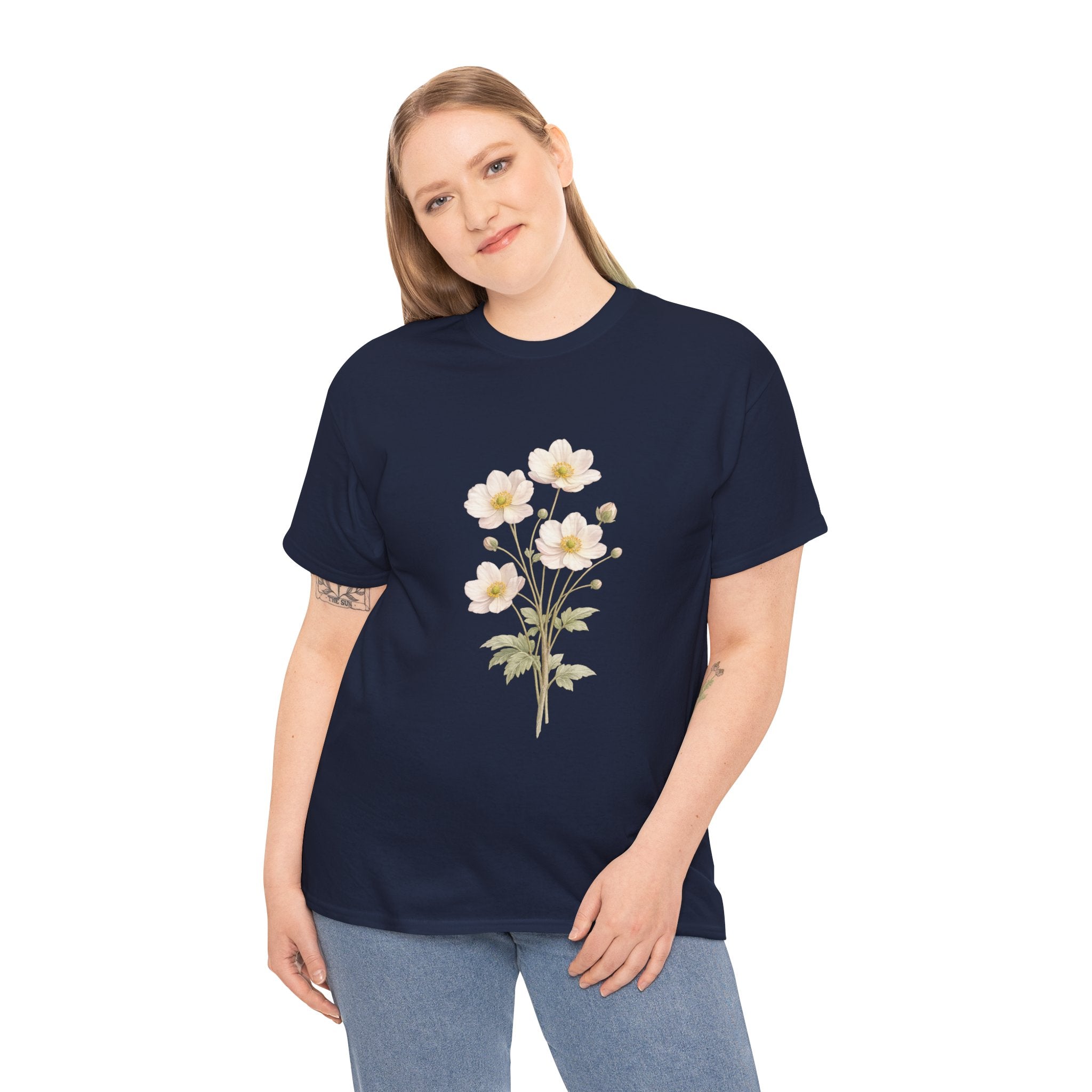 Japanese Anemone Floral T Shirt – Vintage Botanical Wildflower Graphic Tee for Nature Lovers