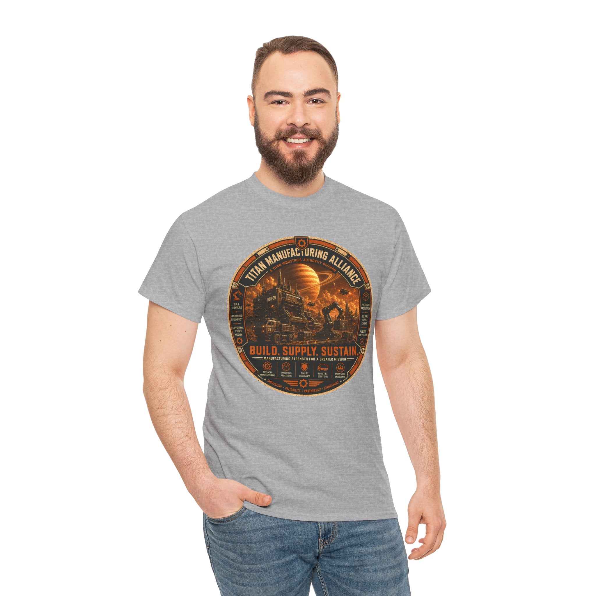 Titan Manufacturing Alliance T Shirt – Retro Industrial Sci Fi Graphic Tee