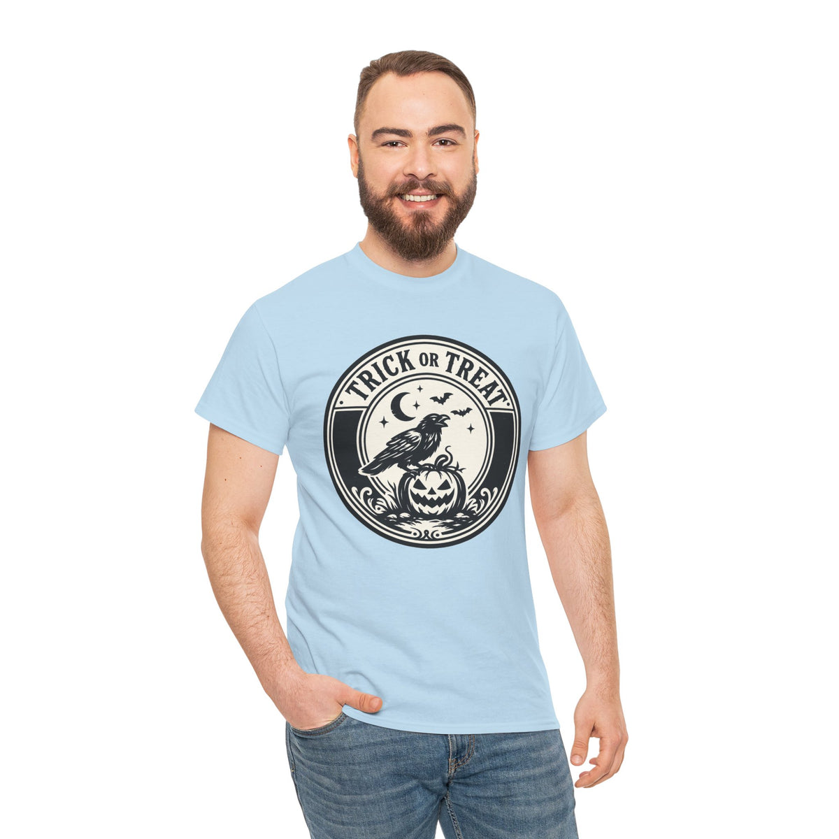 Trick or Treat Vintage Badge Halloween Graphic T-Shirt | WildOrbit