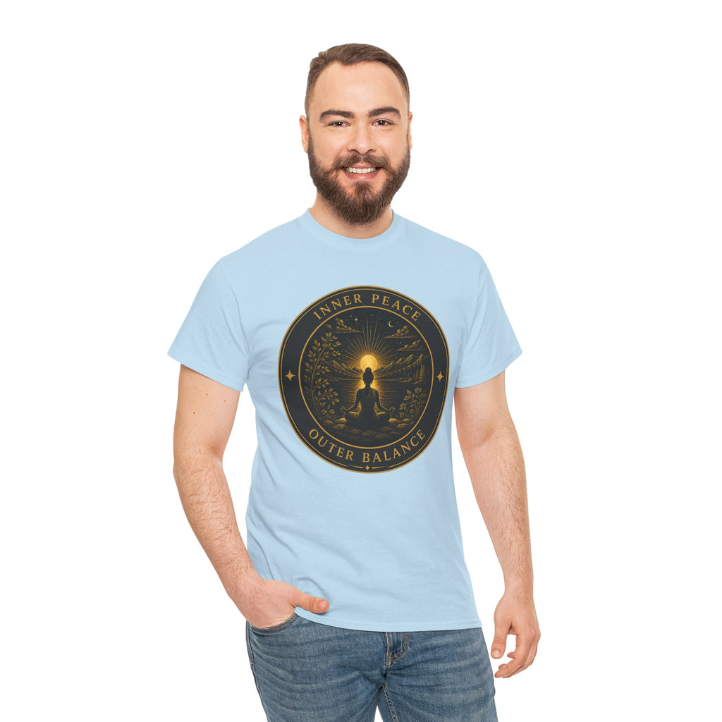 Inner Peace Outer Balance Meditation T-Shirt – Silhouette Sunrise Graphic Tee