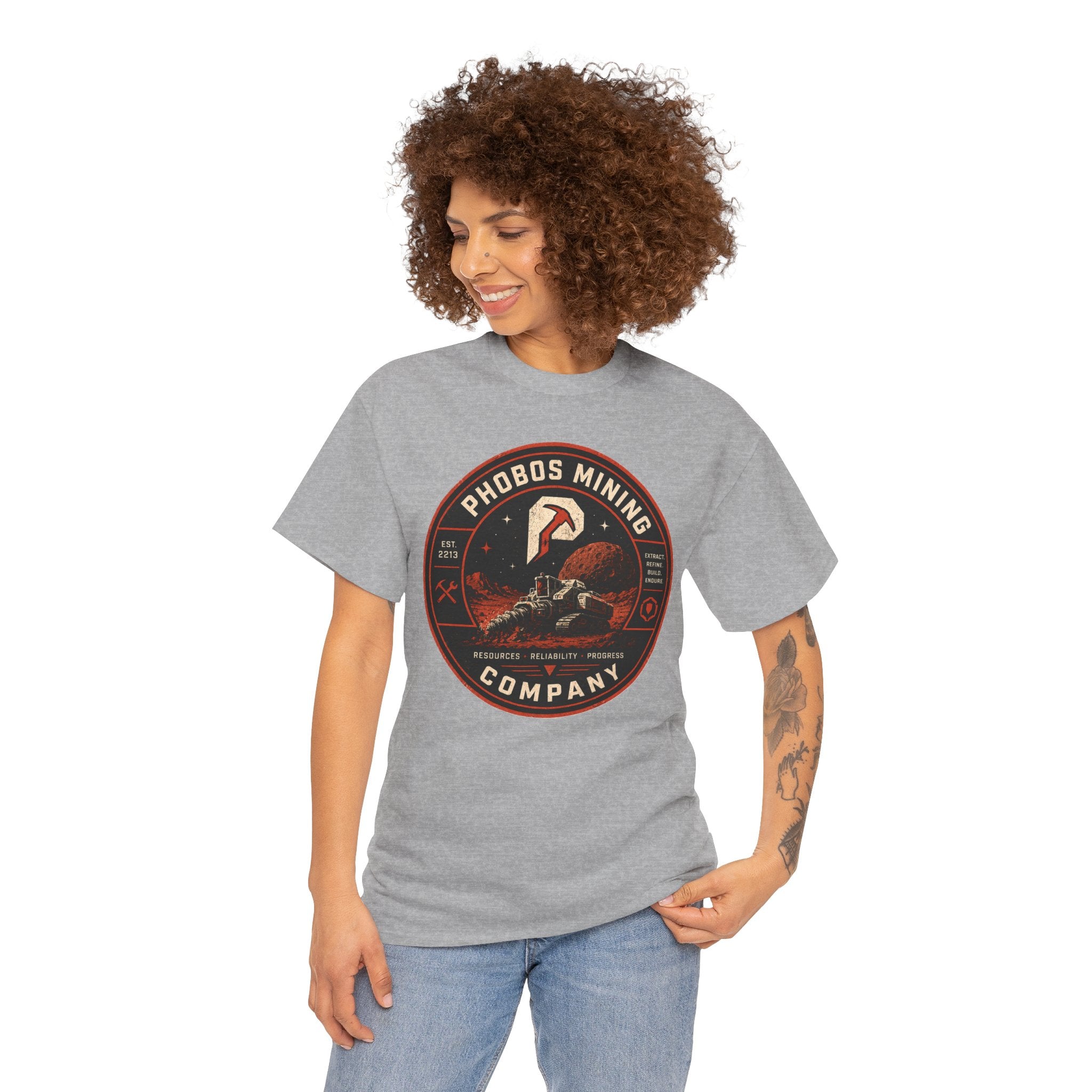 Phobos Mining Company T Shirt – Retro Sci Fi Space Mining Graphic Tee