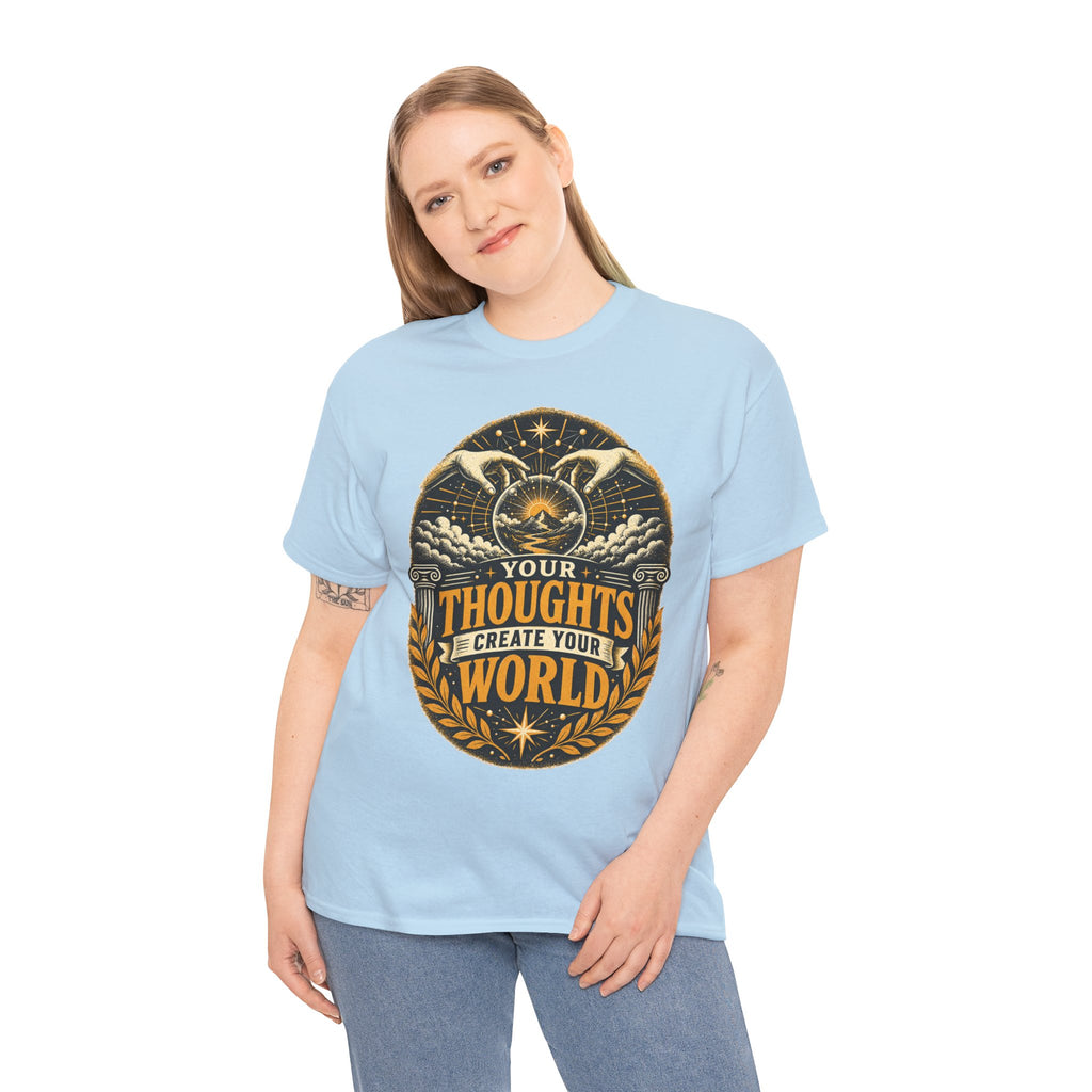 Your Thoughts Create Your World Creation Hands Philosophy Emblem T-Shirt