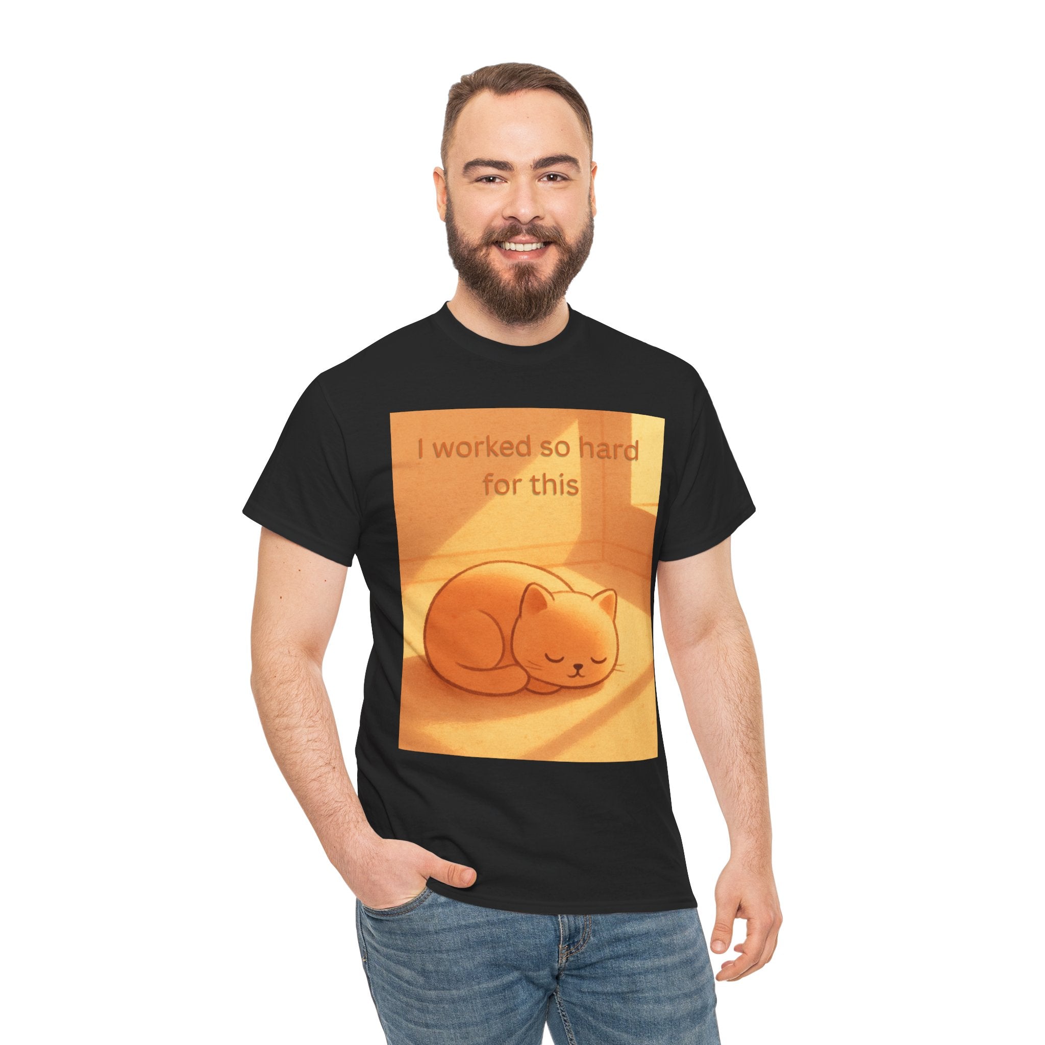 Funny Sleepy Cat T Shirt – I Worked So Hard For This Cosy Cat Graphic Tee