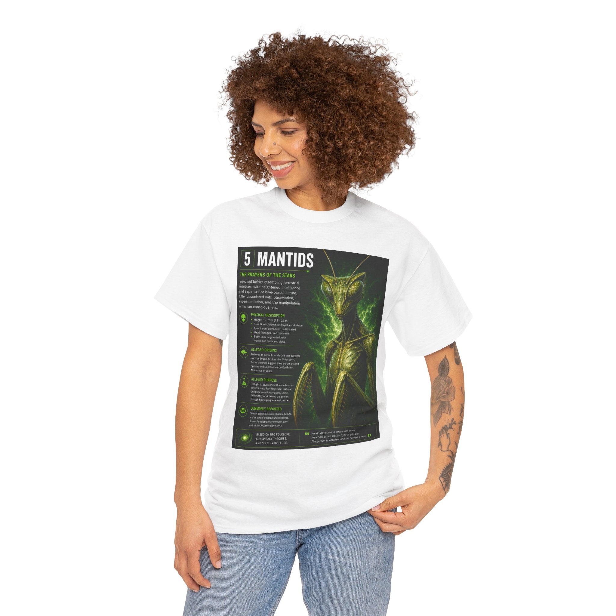 Mantids Alien T-Shirt – Ancient Aliens Mantids Sci-Fi Graphic Tee for UFO & Paranormal Fans
