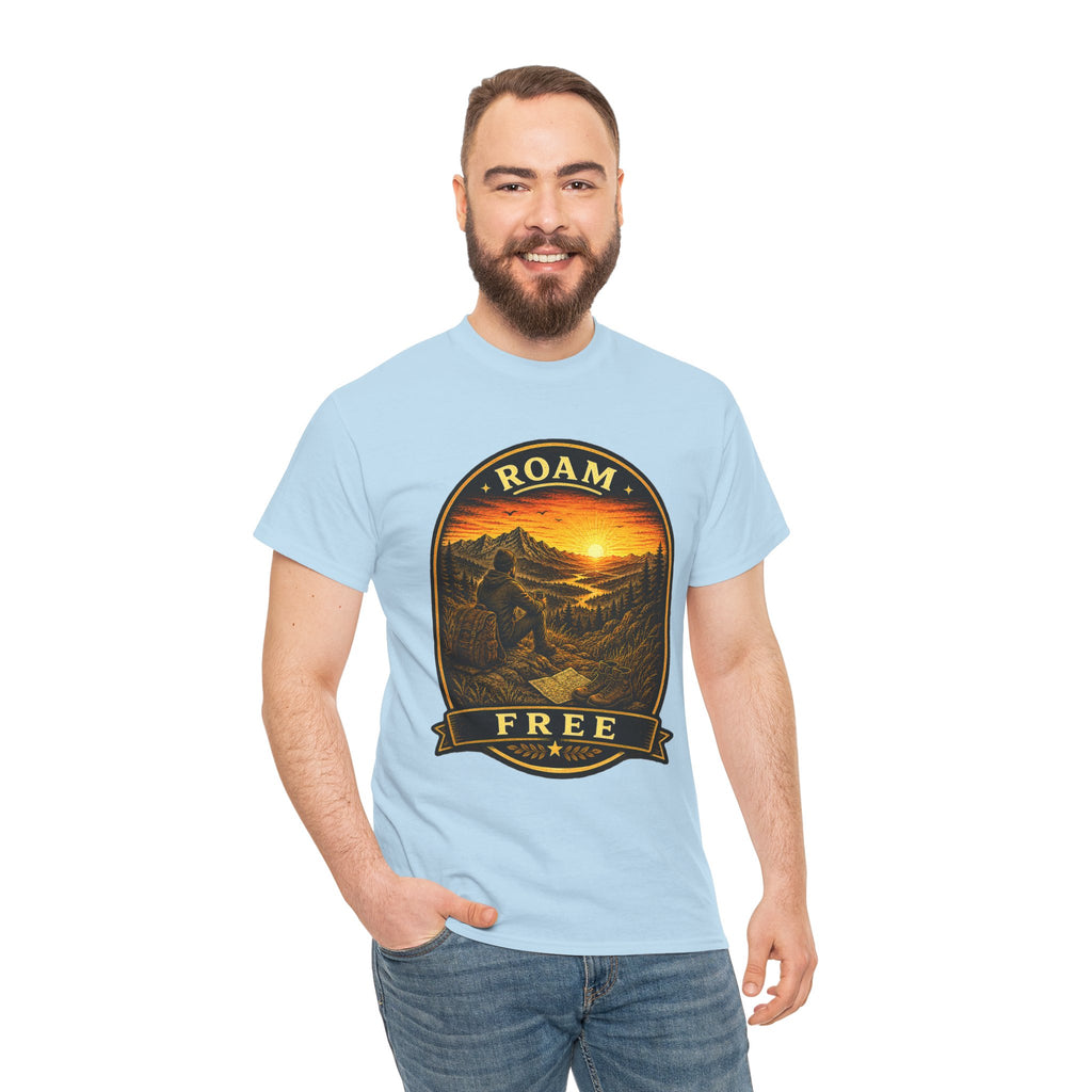 Roam Free Hiking T Shirt – Vintage Mountain Adventure Camping Graphic Tee