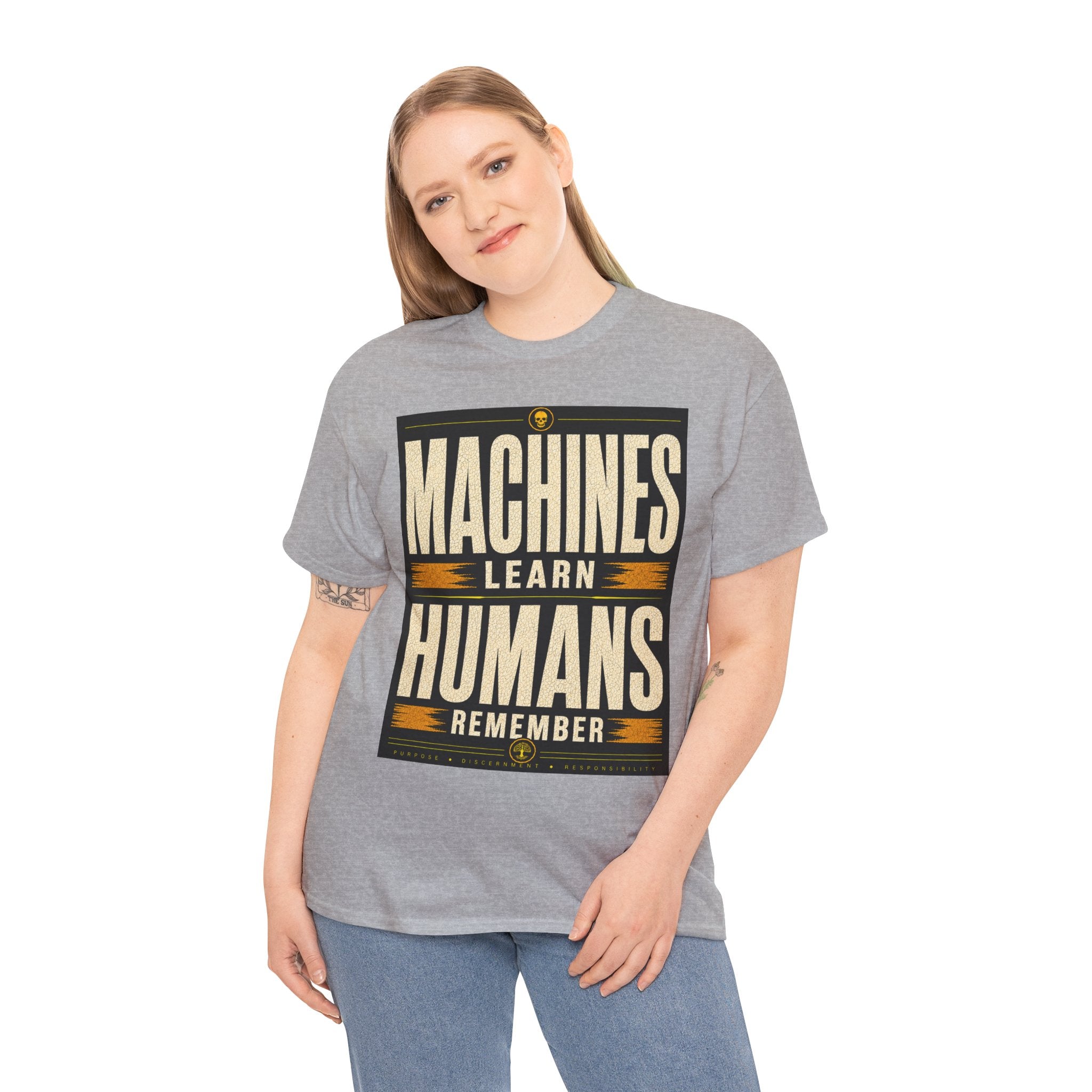 Machines Learn Humans Remember T Shirt – Retro AI Philosophy Graphic Tee