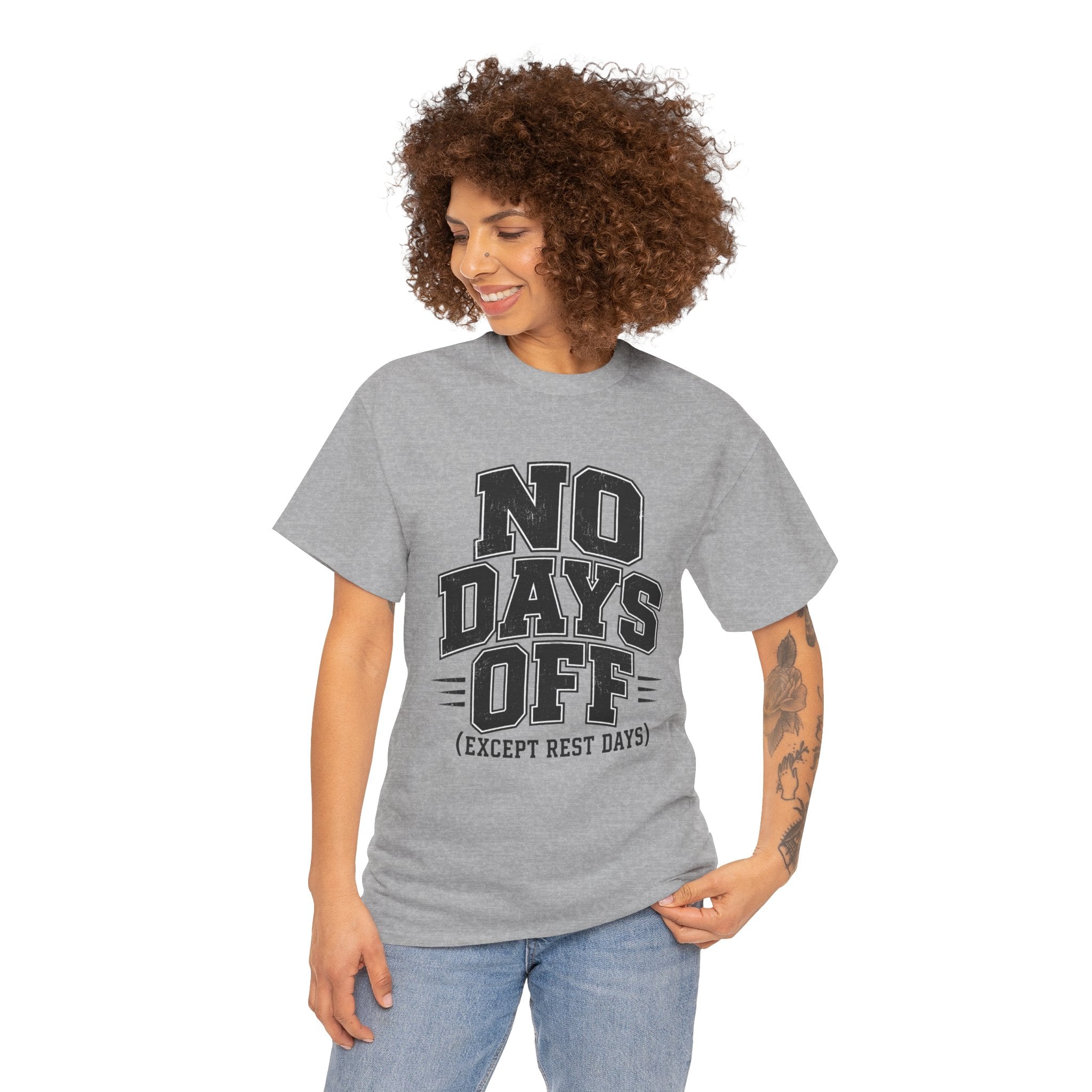 No Days Off (Except Rest Days) T-Shirt Light – Funny Gym Motivation Graphic Tee