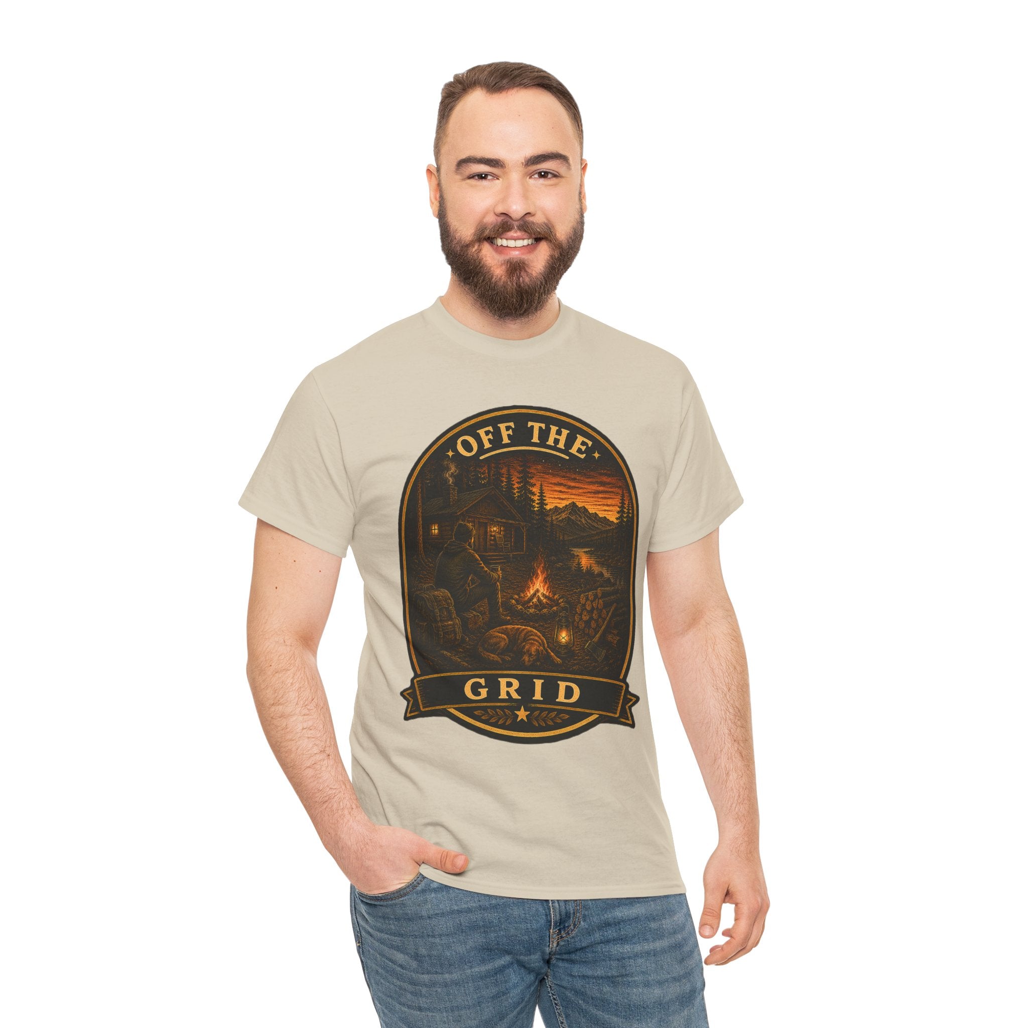 Off The Grid Camping T Shirt – Vintage Outdoor Campfire Adventure Graphic Tee