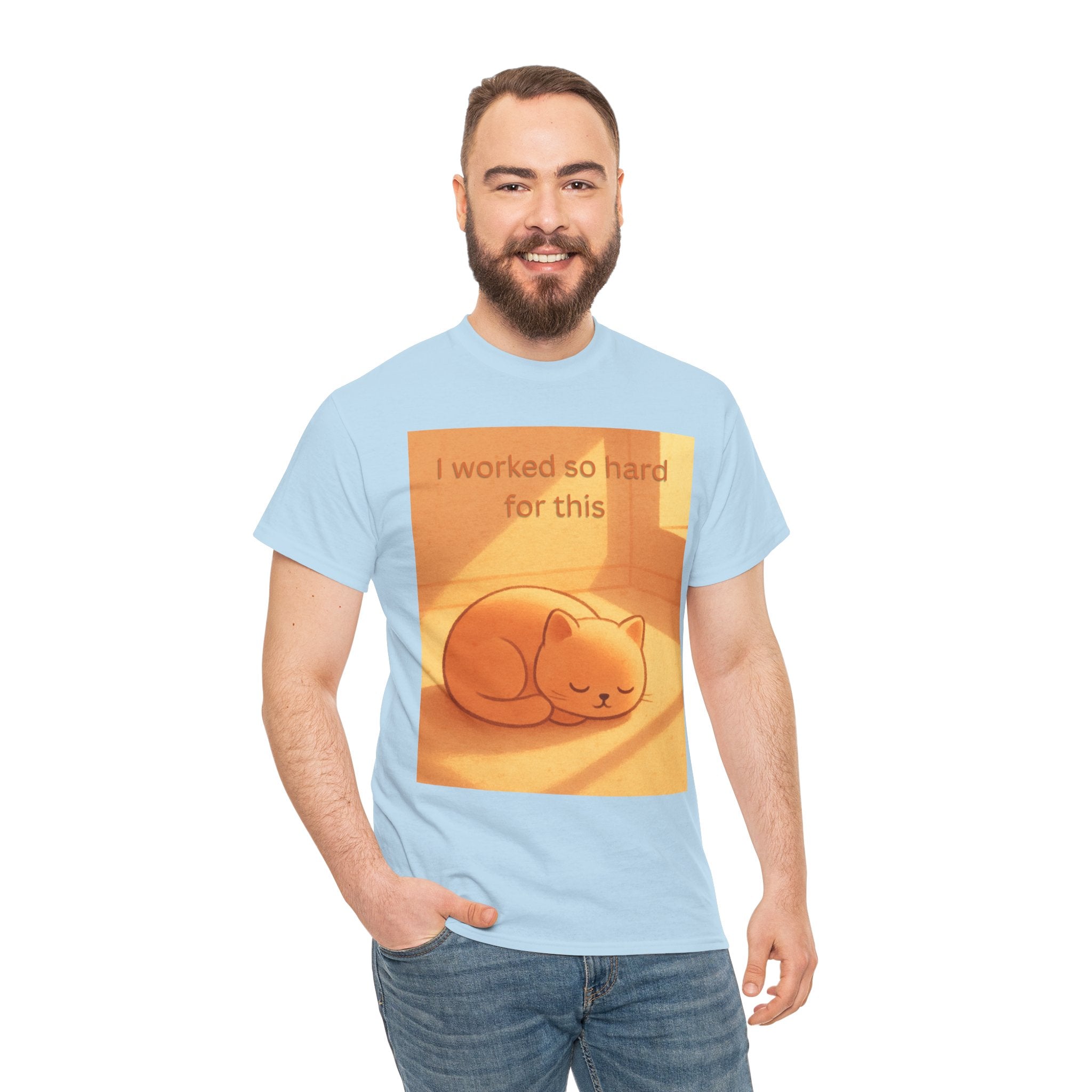 Funny Sleepy Cat T Shirt – I Worked So Hard For This Cosy Cat Graphic Tee