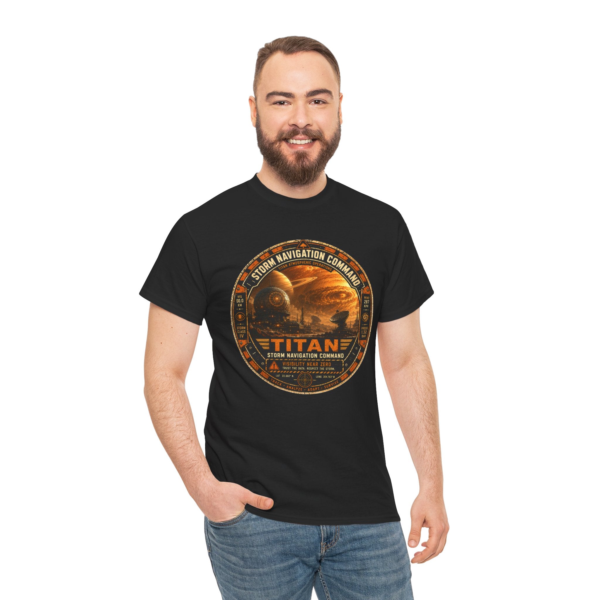 Titan Storm Navigation Command T Shirt – Vintage Space Mission Graphic Tee