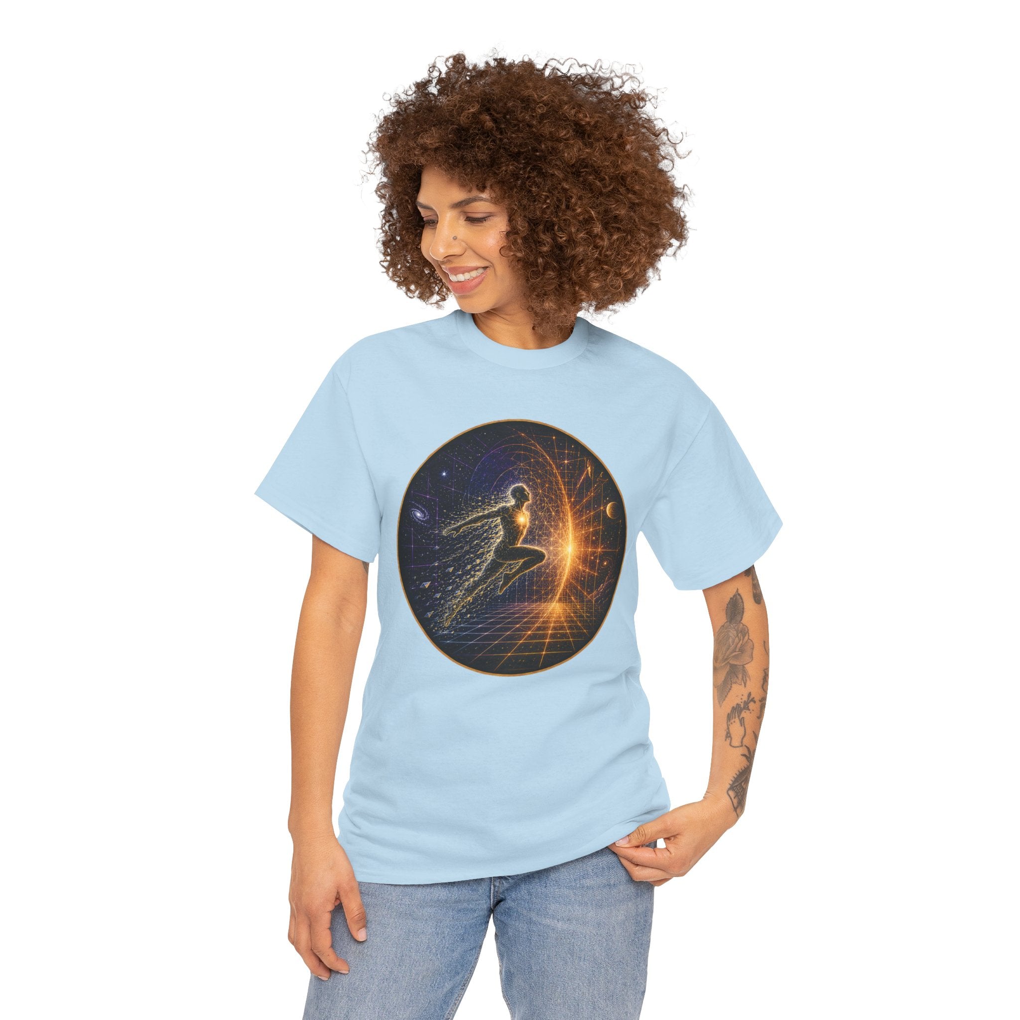 Quantum Leap Illustrated T-Shirt – Cosmic Transformation Graphic Tee