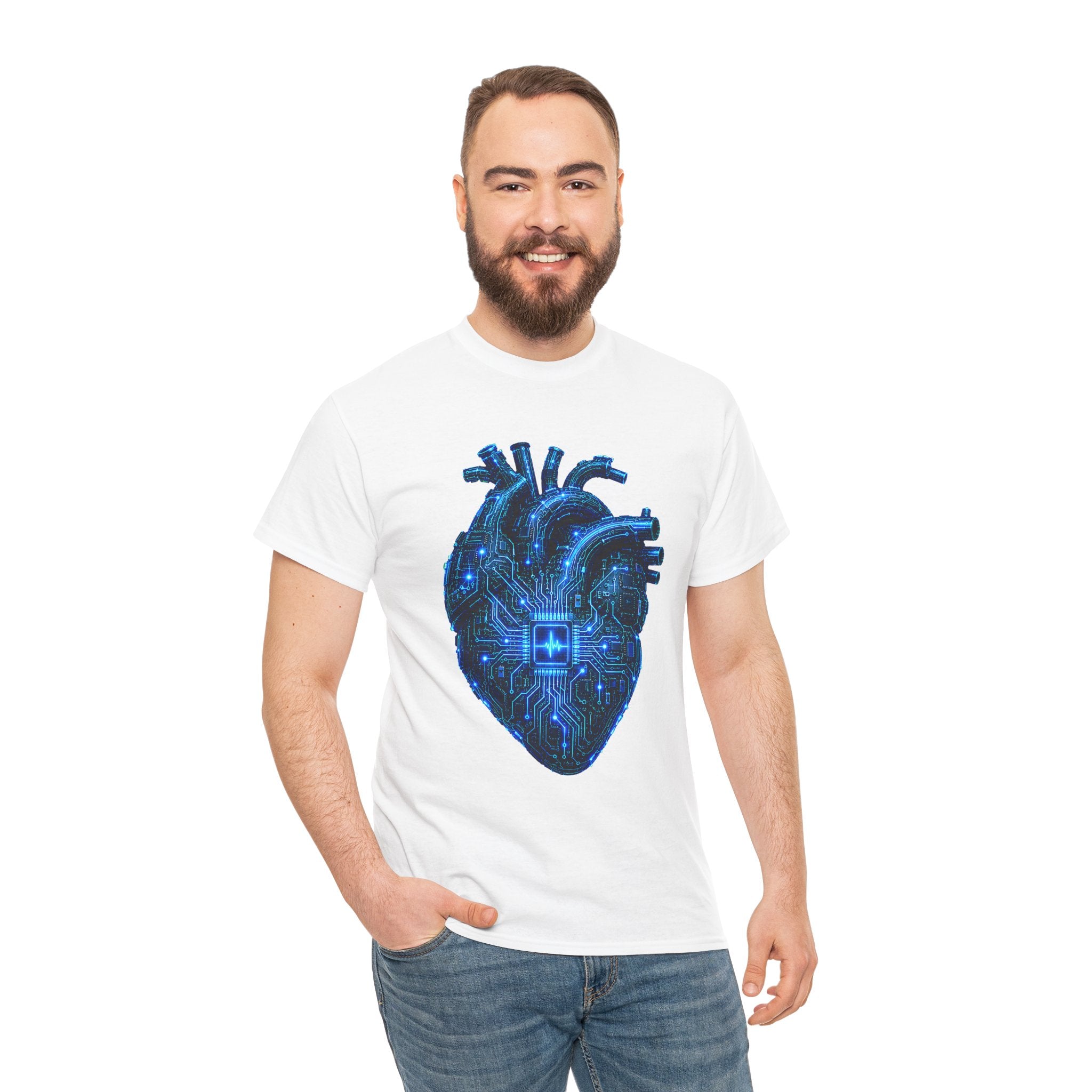 Synthetic Heart Cyberpunk Graphic T-Shirt | WildOrbit