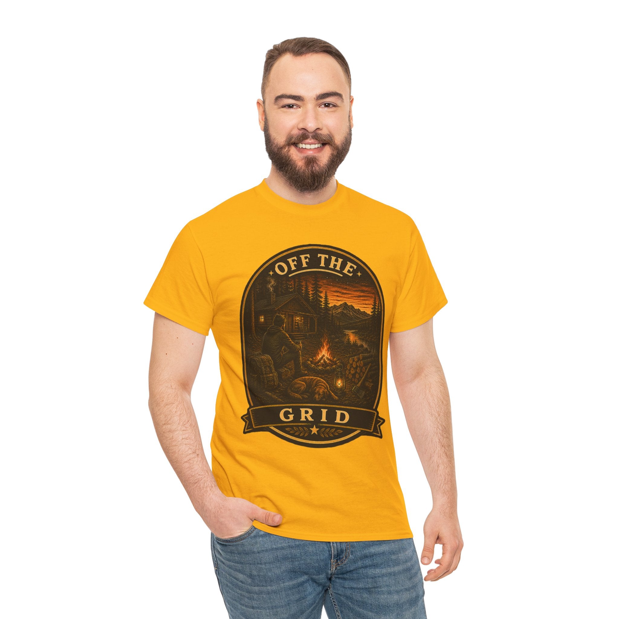 Off The Grid Camping T Shirt – Vintage Outdoor Campfire Adventure Graphic Tee