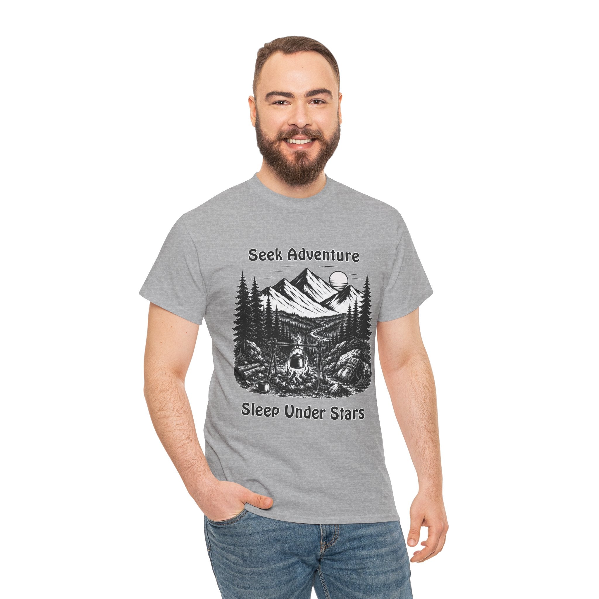 Seek Adventure Sleep Under Stars T Shirt – Vintage Camping Hiking Mountain Graphic Tee