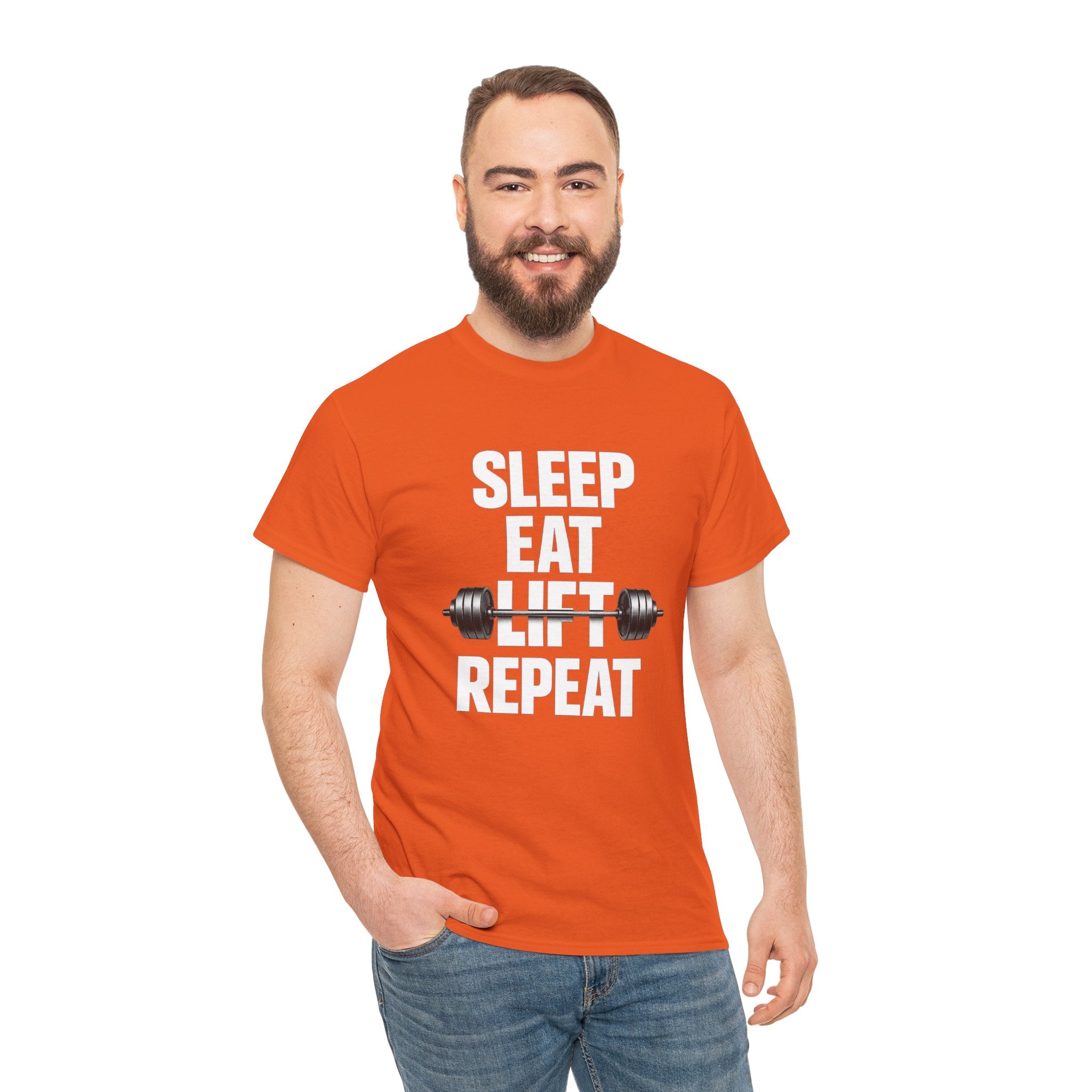 Sleep Eat Lift Barbell Repeat T-Shirt | Powerlifting Gym Shirt | Weightlifting Gift for Men and women