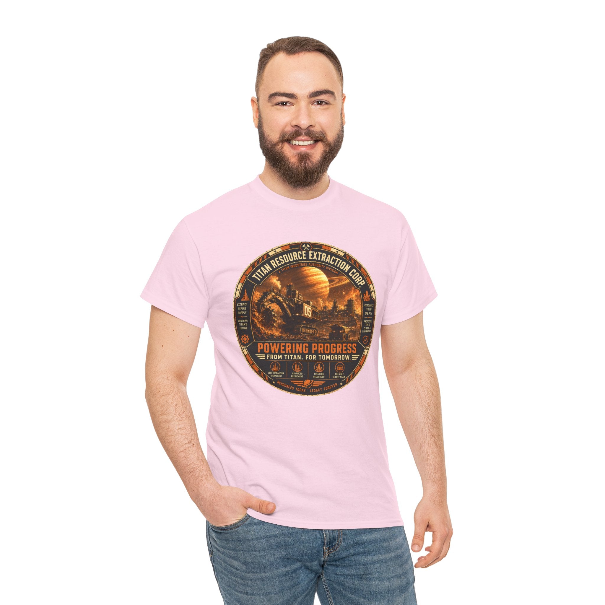 Titan Resource Extraction Corp T Shirt – Retro Sci Fi Space Mining Graphic Tee