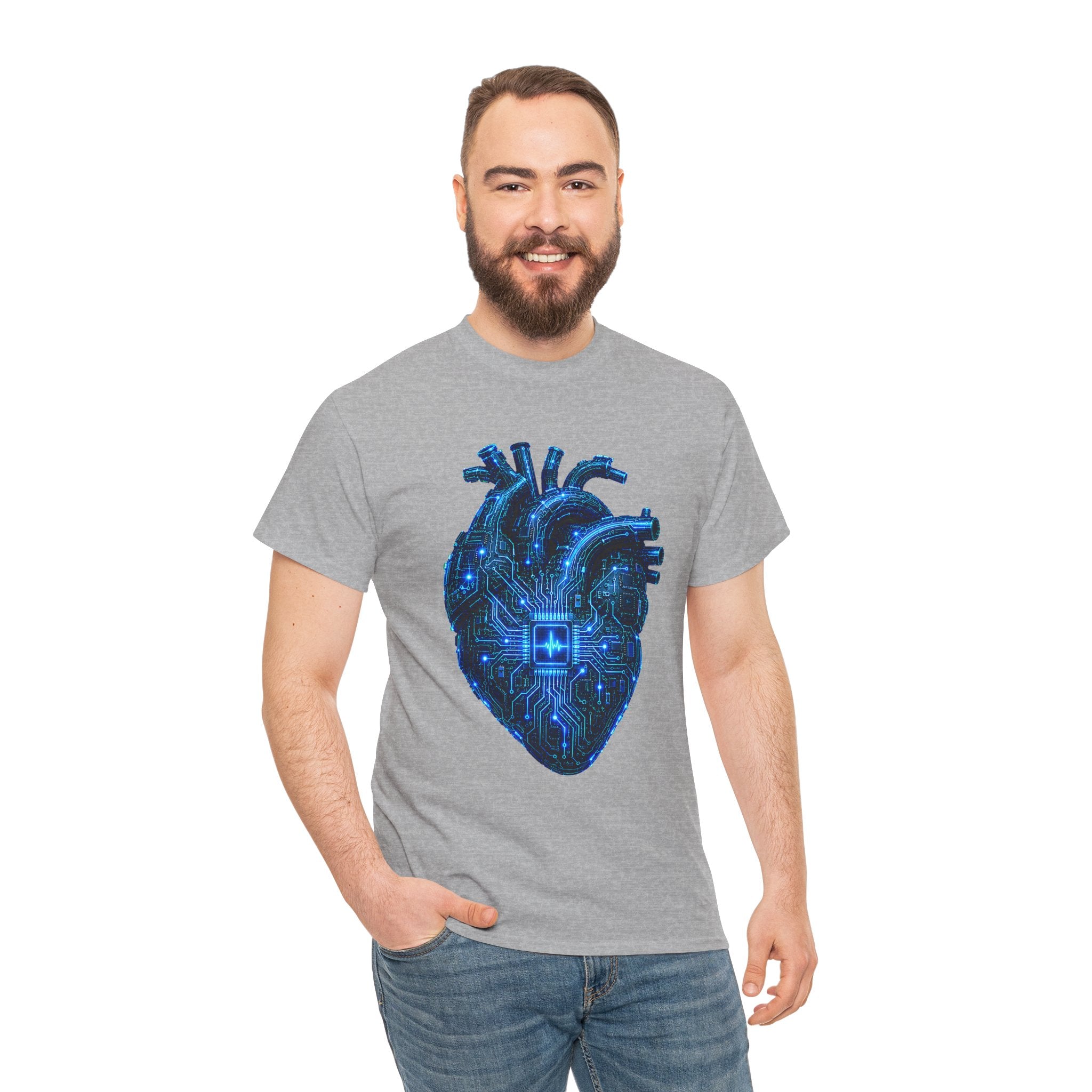 Synthetic Heart Cyberpunk Graphic T-Shirt | WildOrbit