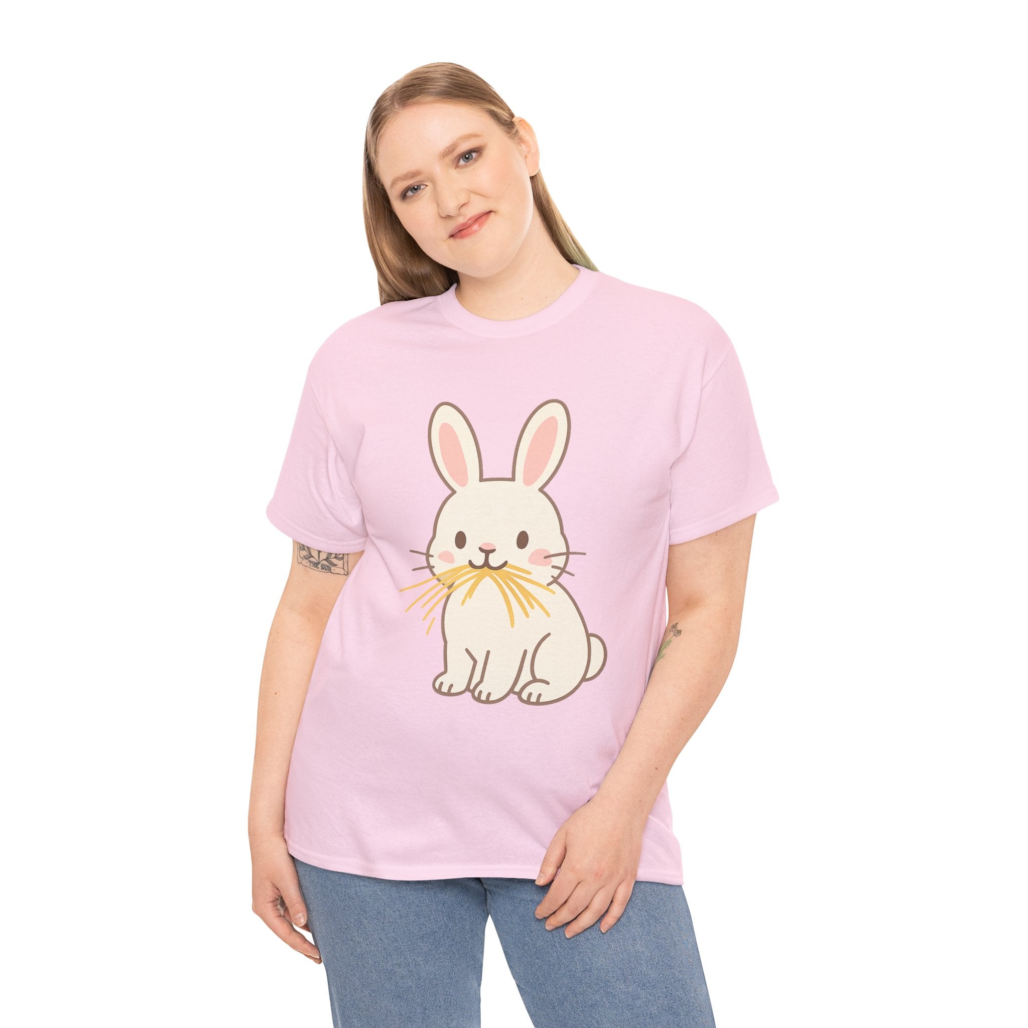 Cute Bunny Eating Hay T Shirt – Adorable Cartoon Rabbit Graphic Tee