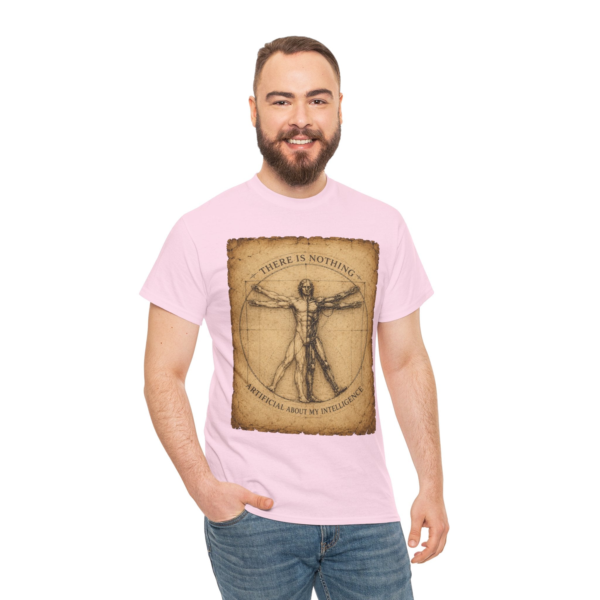 Vitruvian Intelligence T Shirt – There Is Nothing Artificial About My Intelligence Retro Philosophy Tee