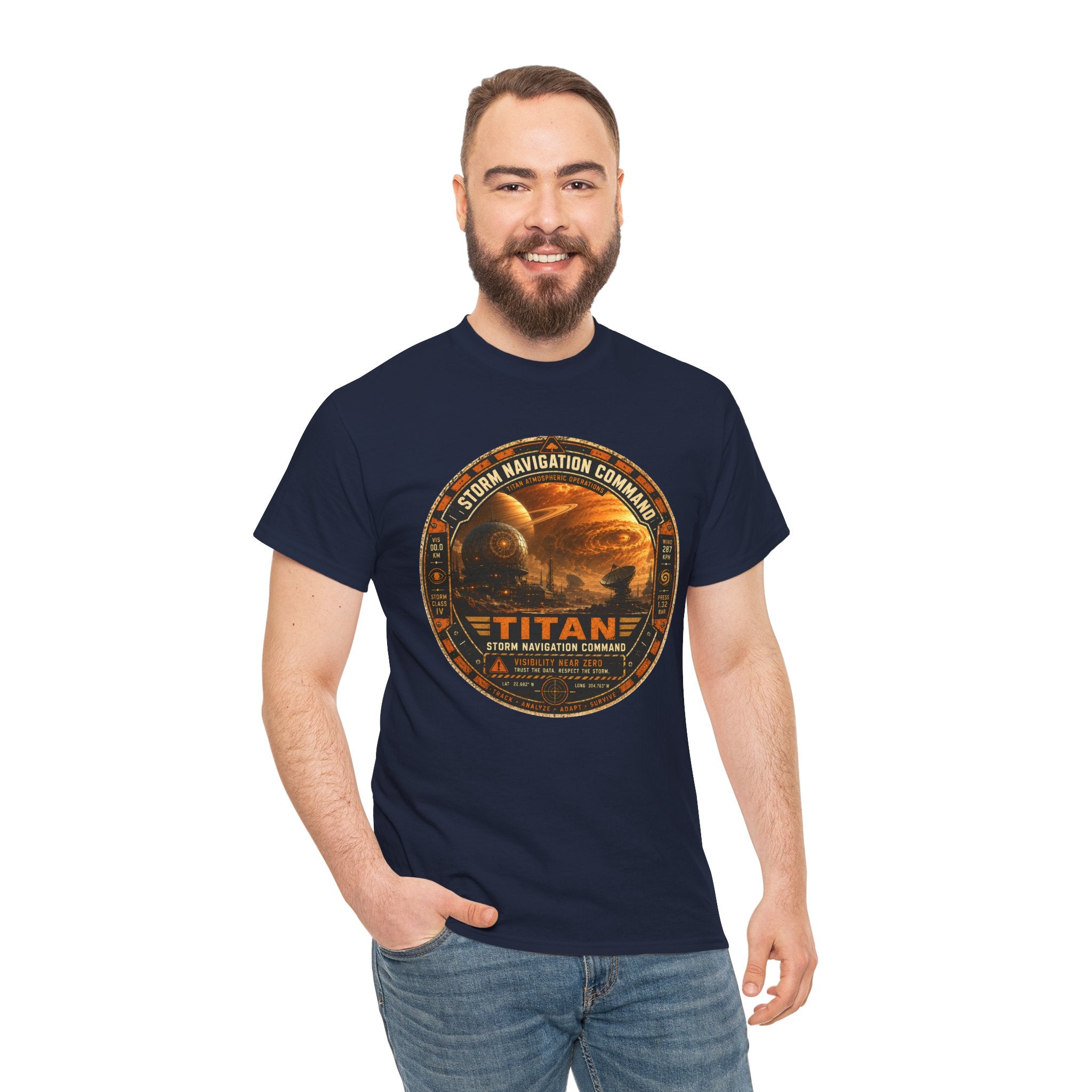 Titan Storm Navigation Command T Shirt – Vintage Space Mission Graphic Tee