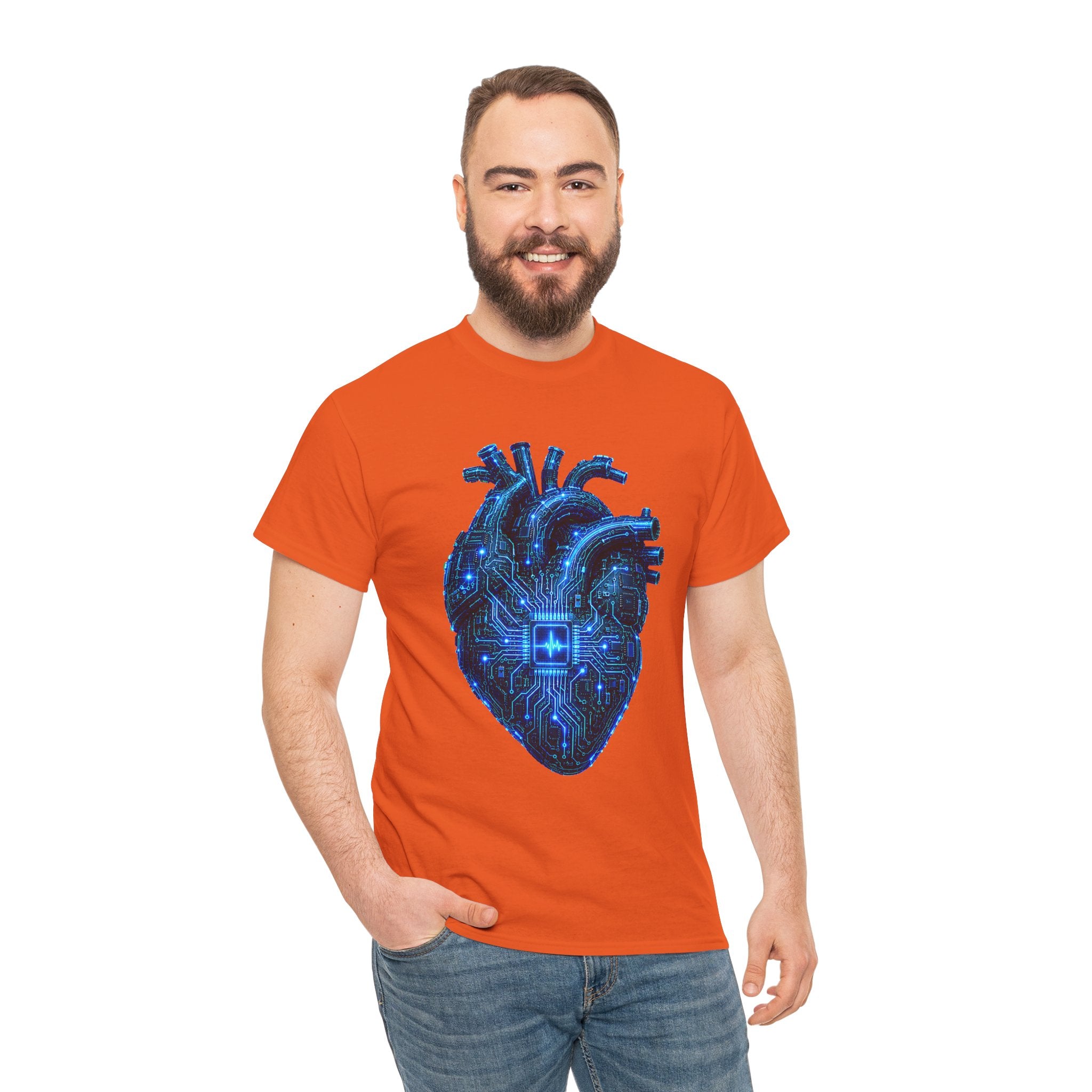 Synthetic Heart Cyberpunk Graphic T-Shirt | WildOrbit